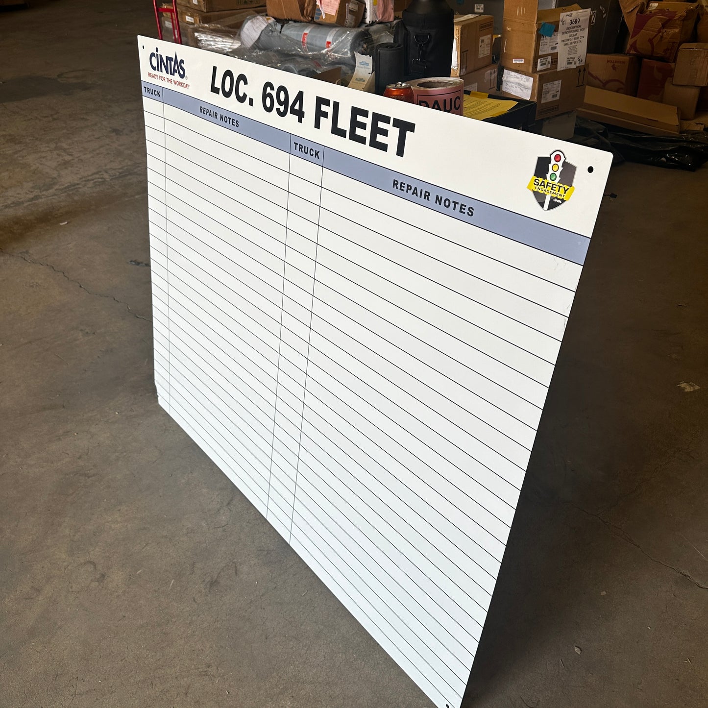 Cintas Fleet Management Whiteboard - LOC. 694 Truck Repair Notes Board Used