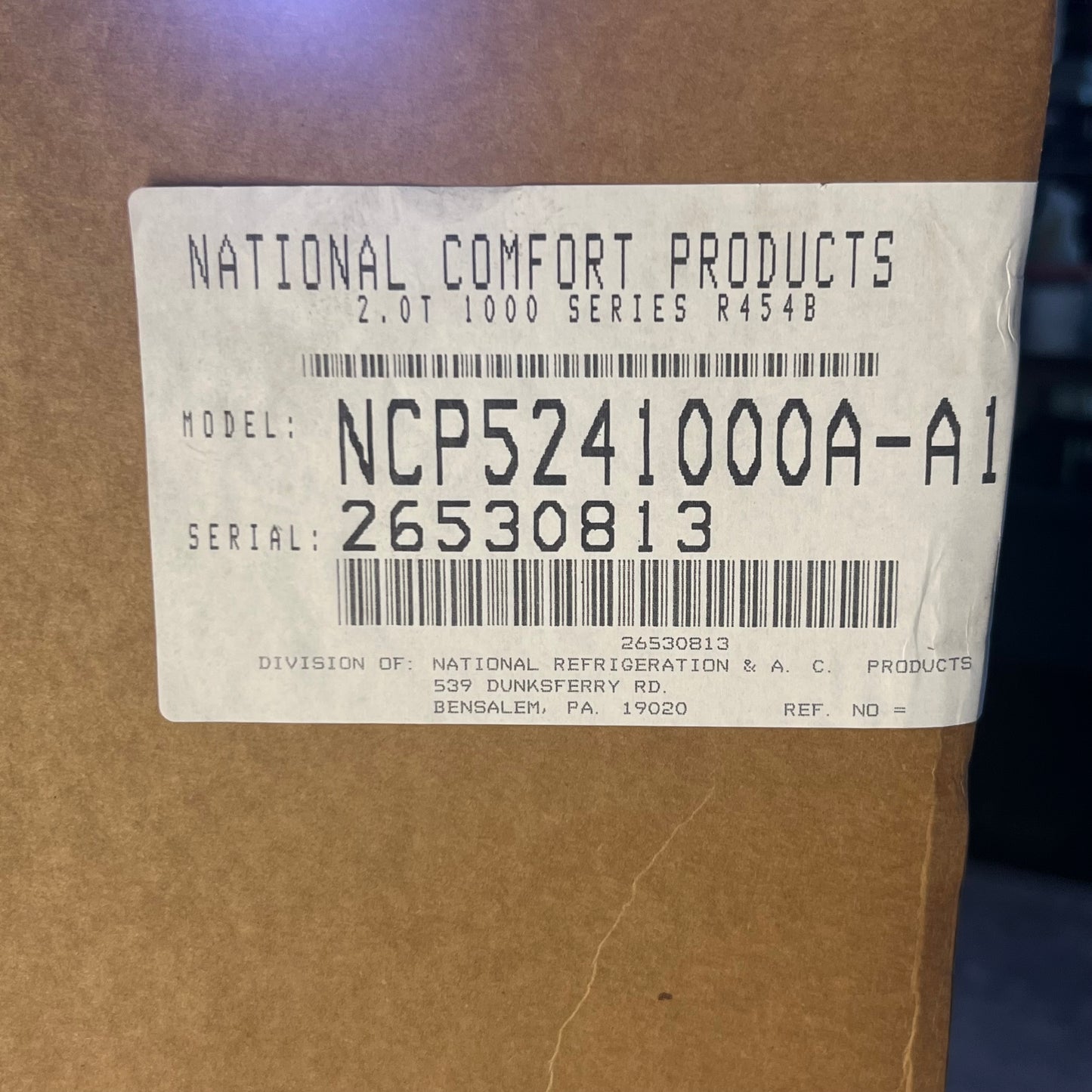 NCP Thru the Wall Condensing Unit 1000 Series NCP5241000A-A1