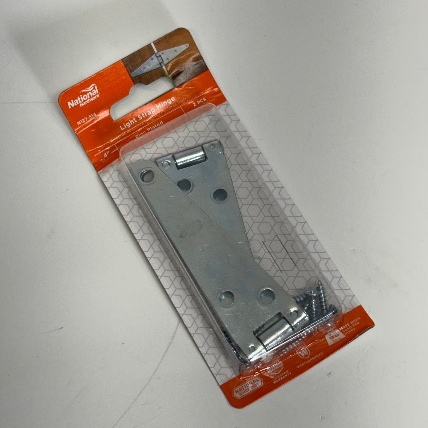 NATIONAL HARDWARE Light Strap Hinge Sz 4", Grey N127-514