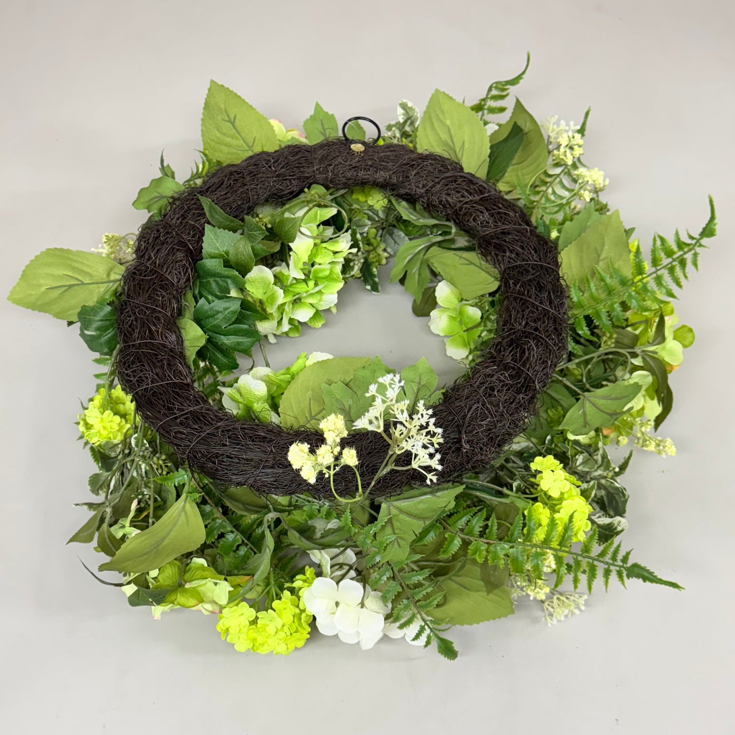 RAZ IMPORTS Hydrangea Spring Wreath 24" White & Green W4502082