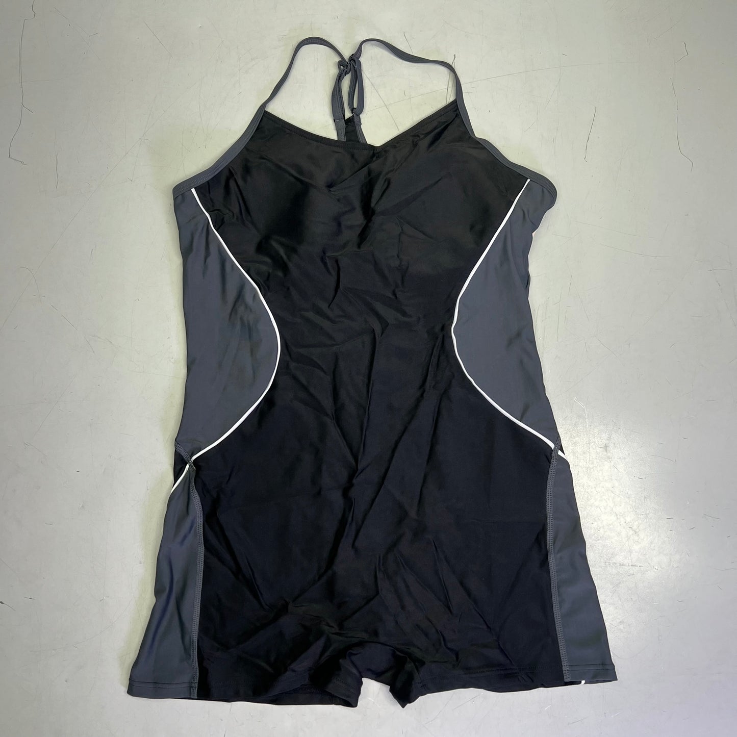 BEAUTYLN Athletic Training Swimwear Shorts One Piece Women's Sz L Black/Grey