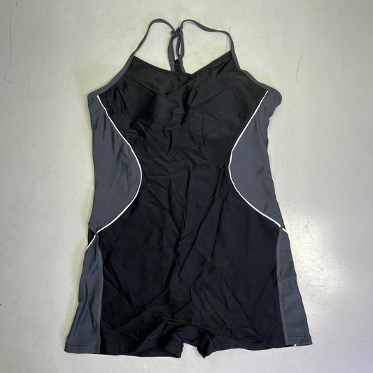 BEAUTYLN Athletic Training Swimwear Shorts One Piece Women's Sz L Black/Grey