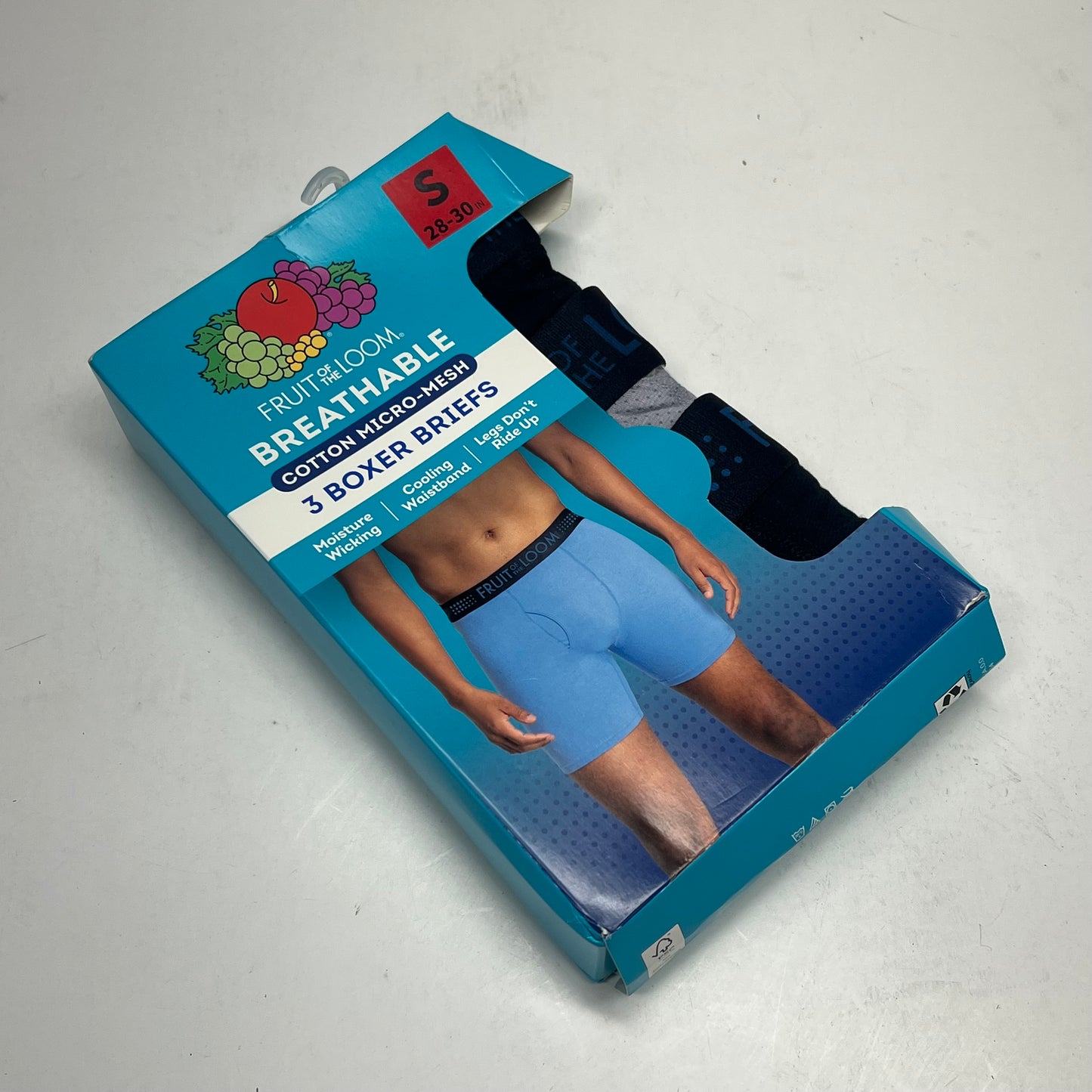 ZA@ FRUIT OF THE LOOM (3 PACK) Cooling Cotton Micro-mesh Boxer Men's Sz S Black/Grey BM3P76