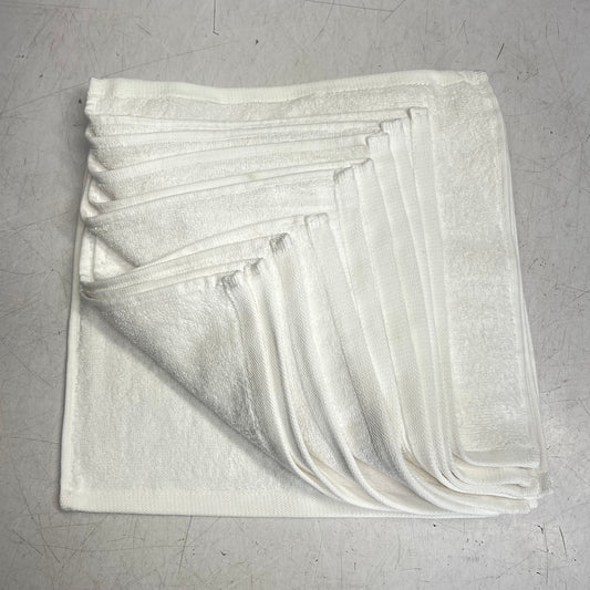 ZA@ WELSPUN (10 PACK) Hotel Wash Cloths Cotton 12 x 12 White 887719102245
