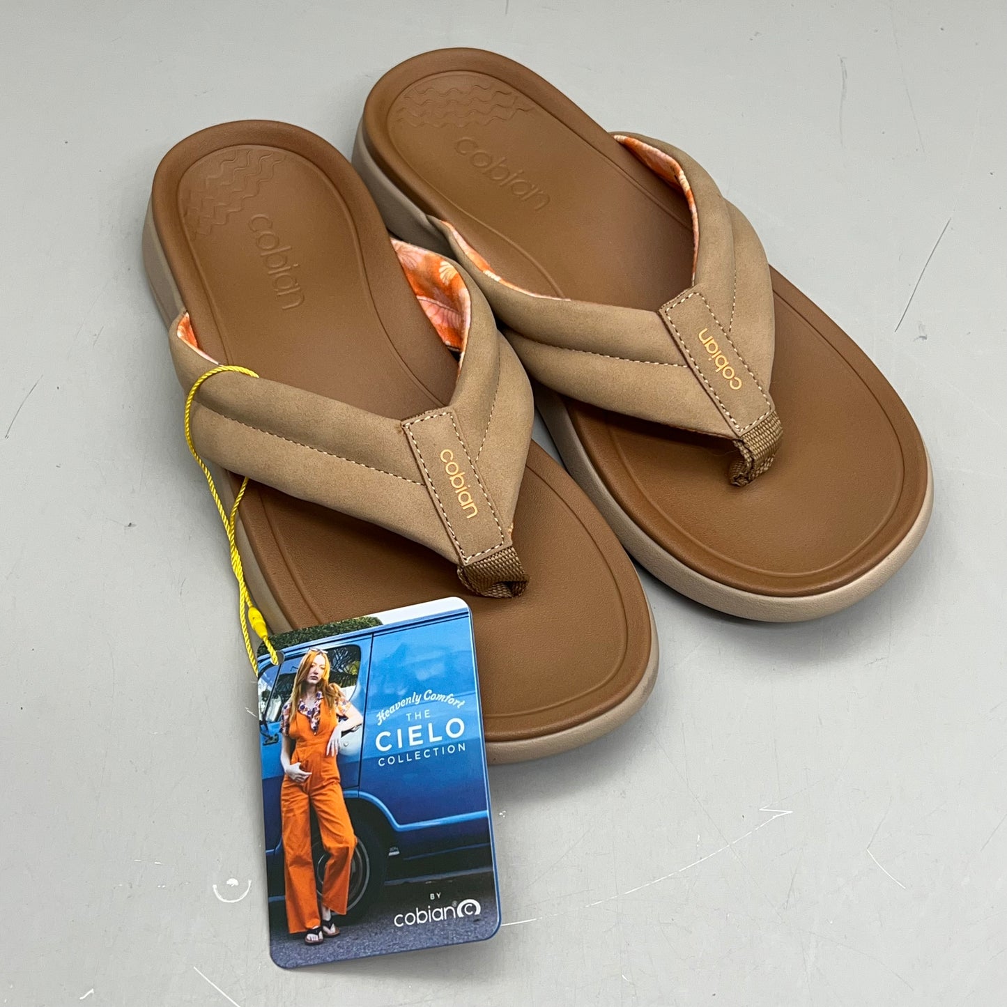 COBIAN Darby Synthetic Suede Strap Sandals Women's Sz 6, EU 35.5 Tan DAR24-230-6