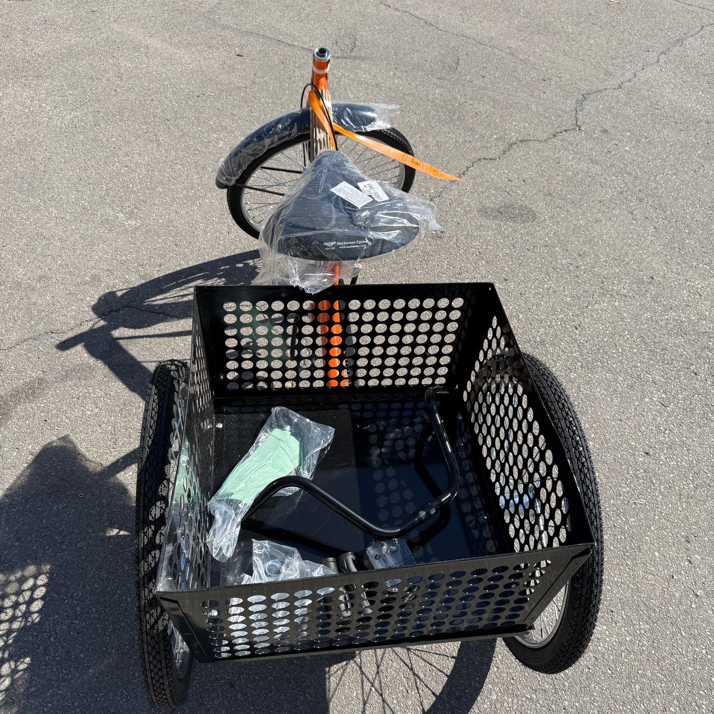 WORKSMAN M2020-CB Mover Industrial Cargo Tricycle 20” Orange w/ M13970 Basket