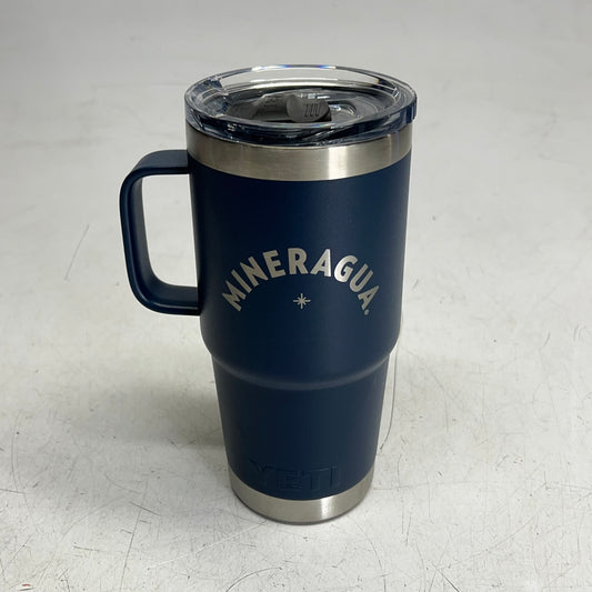 YETI Rambler Double Wall Travel Mug Etched Mineragua 20oz Navy Blue 4010