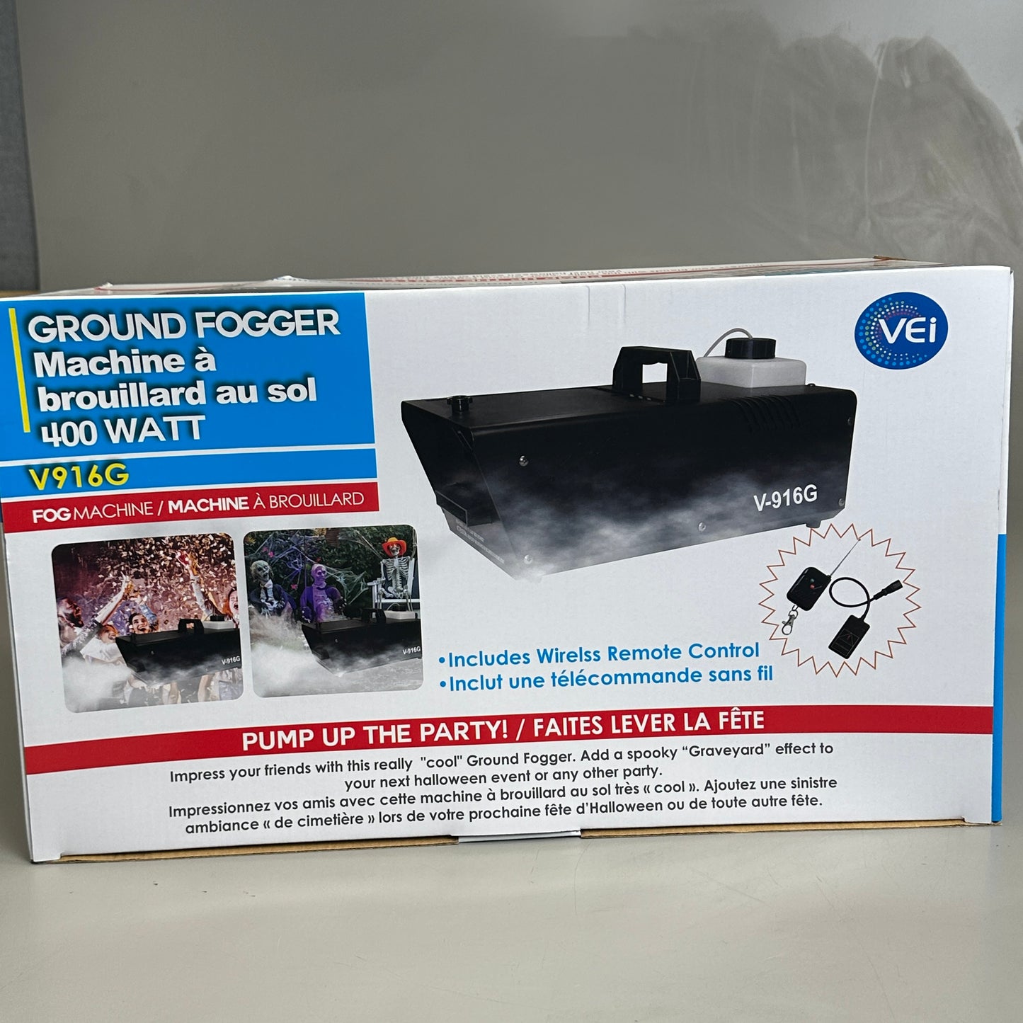 ZA@ VEi Ground Fogger Machine 400 Watt w/ Wireless Remote V916G for Halloween & Parties C