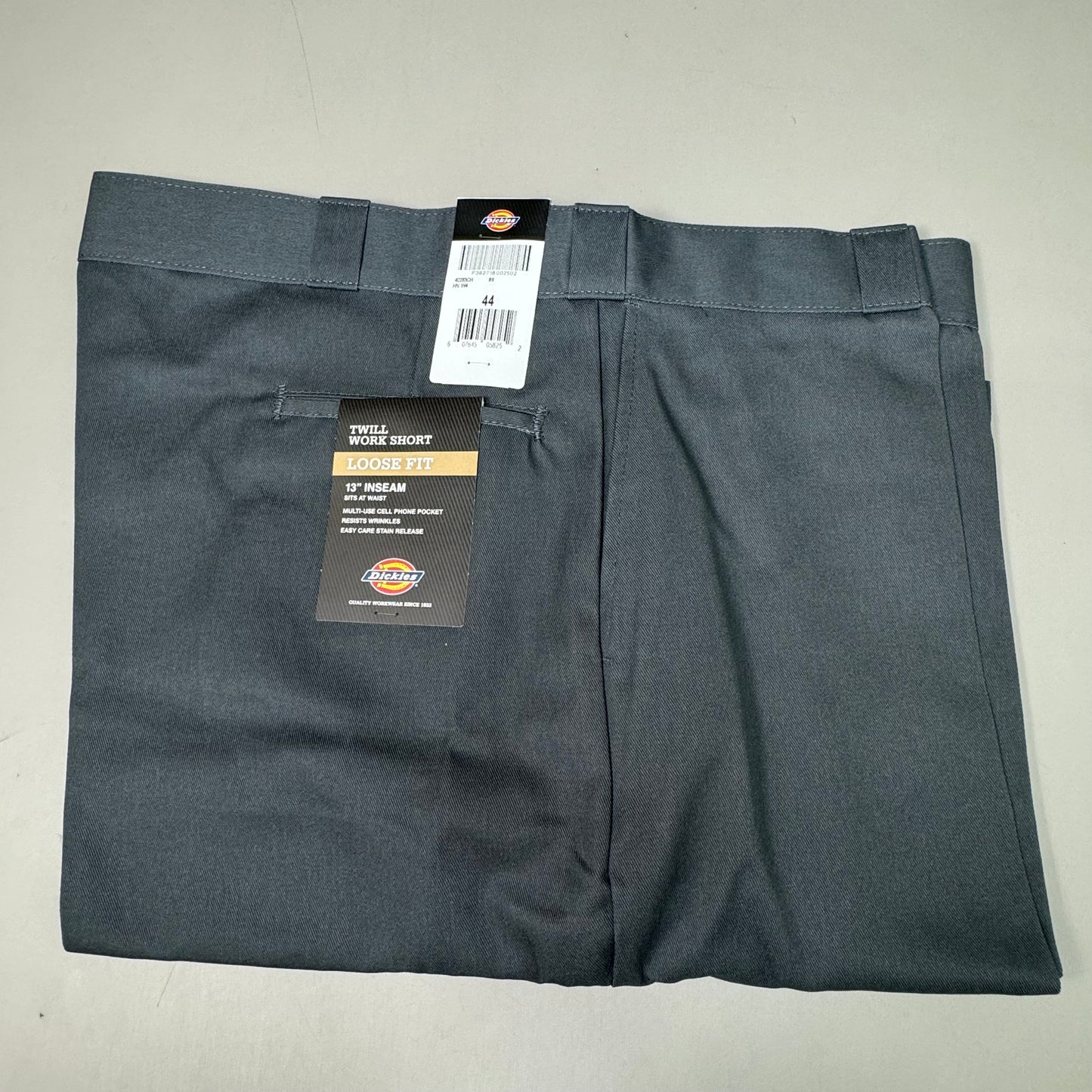 DICKIES Loose Fit Twill Work Shorts 13" Inseam Men's Sz 44 Charcoal Grey 42283CH