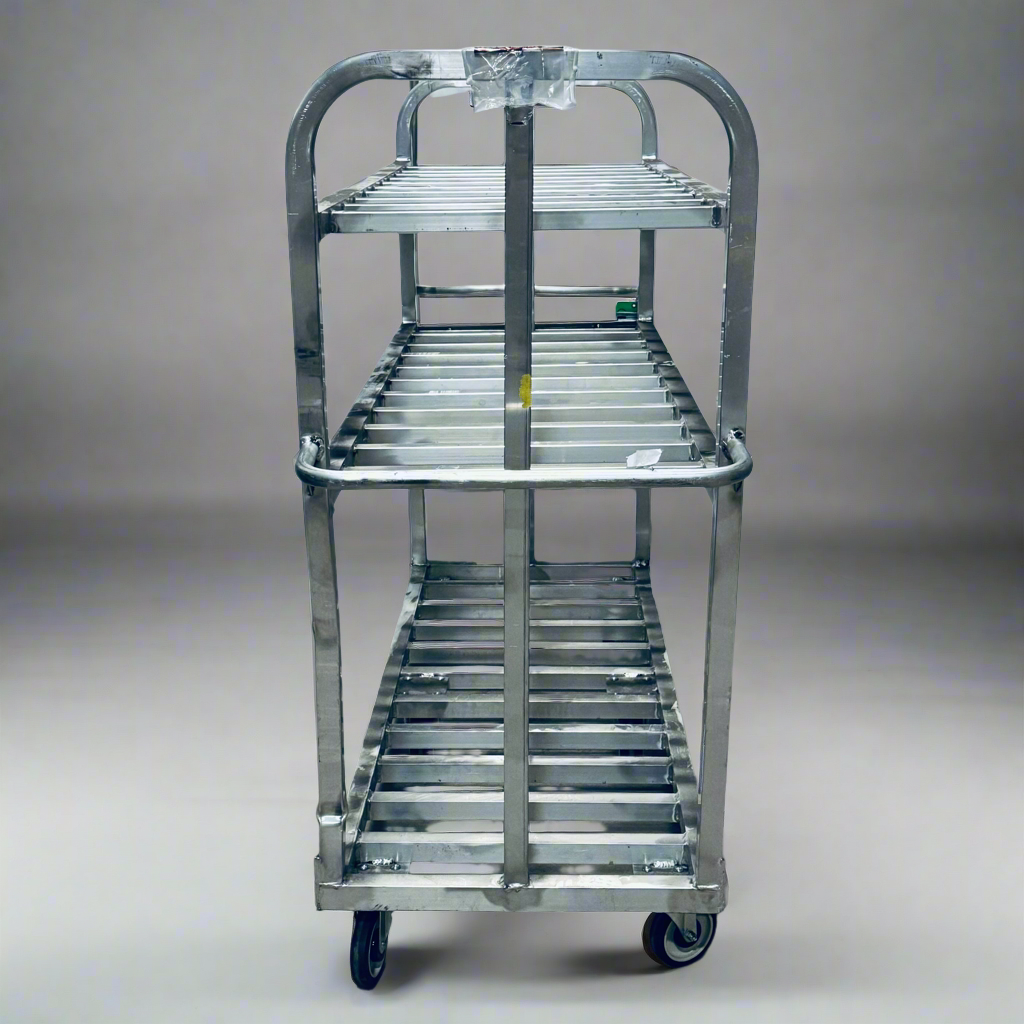 ZA@ NATIONAL CART Aluminum Custom Pick Carts, 3 Shelf Cart AL-CPC-2566 Sz 59”Hx70.5”Lx25”W (AS-AS, Damaged) A