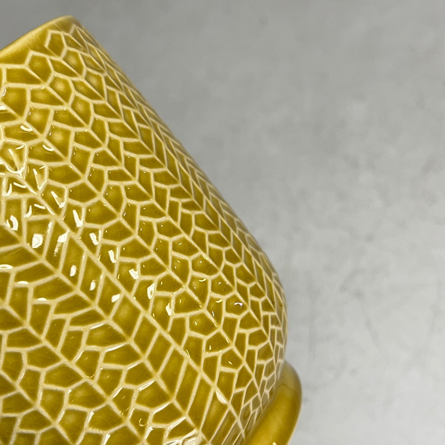 SILVER TREE Mini Fern Pattern Urn Shape Ceramic Plant Pot 6"x5.5" Yellow A11044