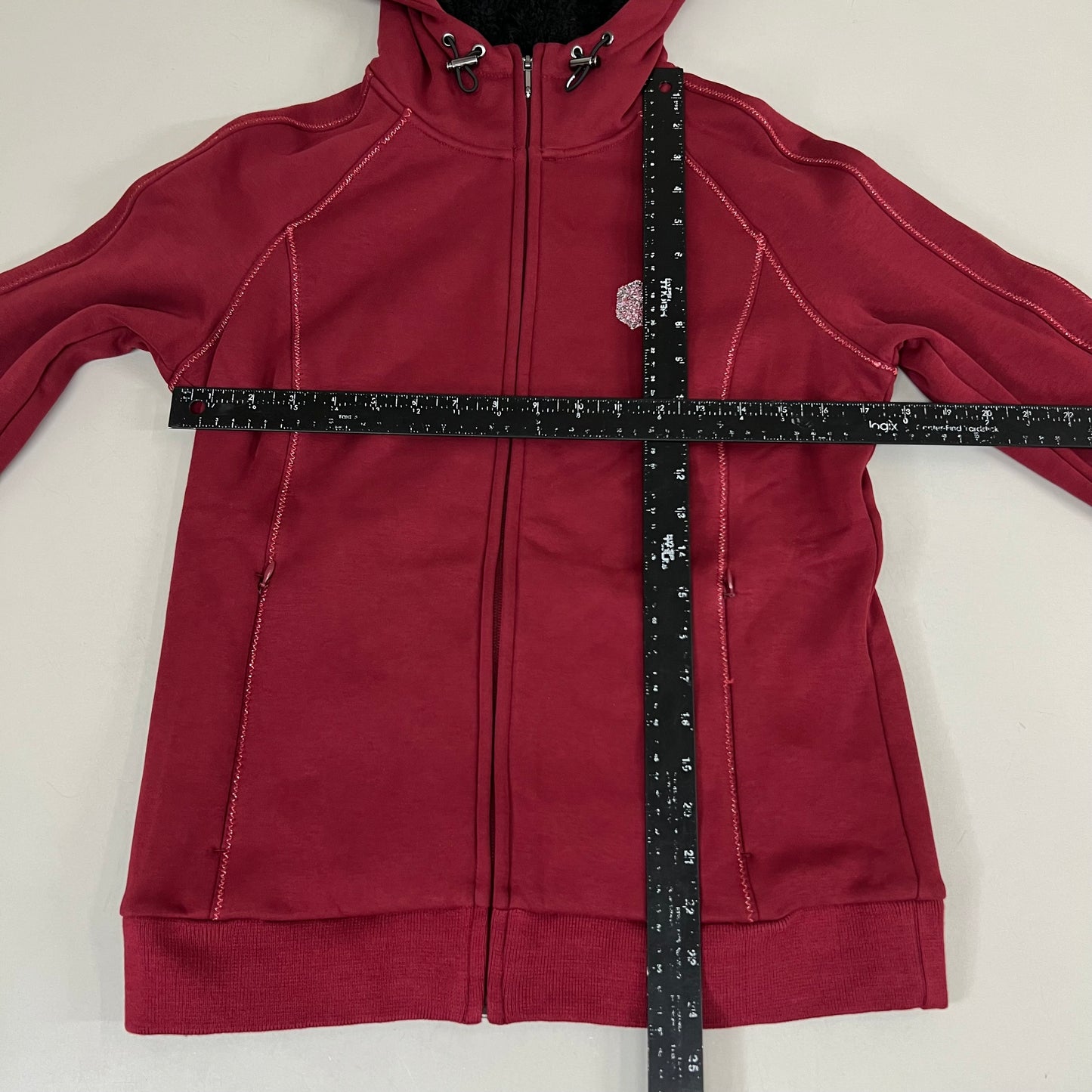 SAMSHIELD Ivy Equestrian Wool Lined Zip Up Hooded Jacket Women's Sz S Raspberry