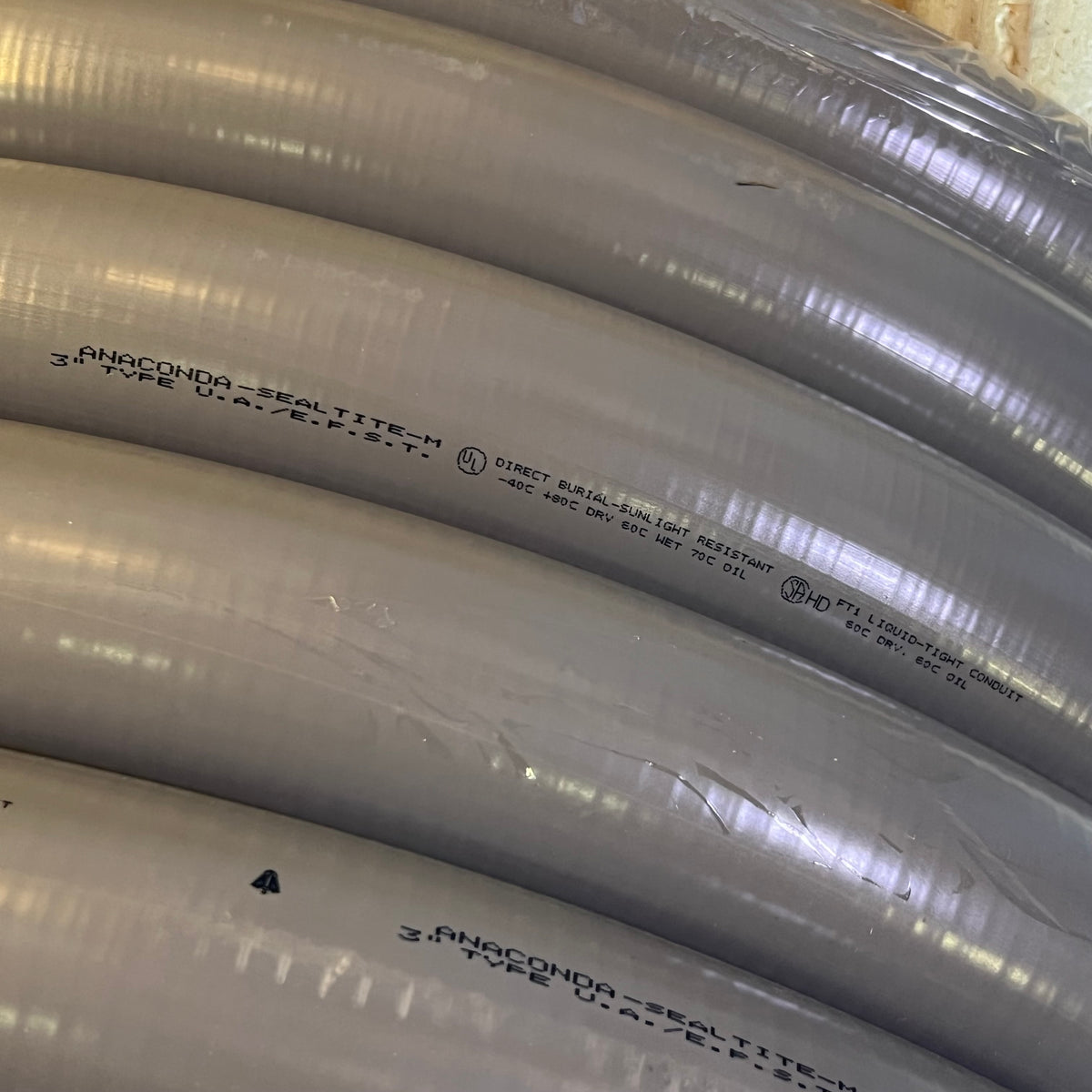 ANACONDA SEALTITE 3" UA/Efst Liquid-tight Flexible Metal Conduit Sz 100 ft. - Gray 34284