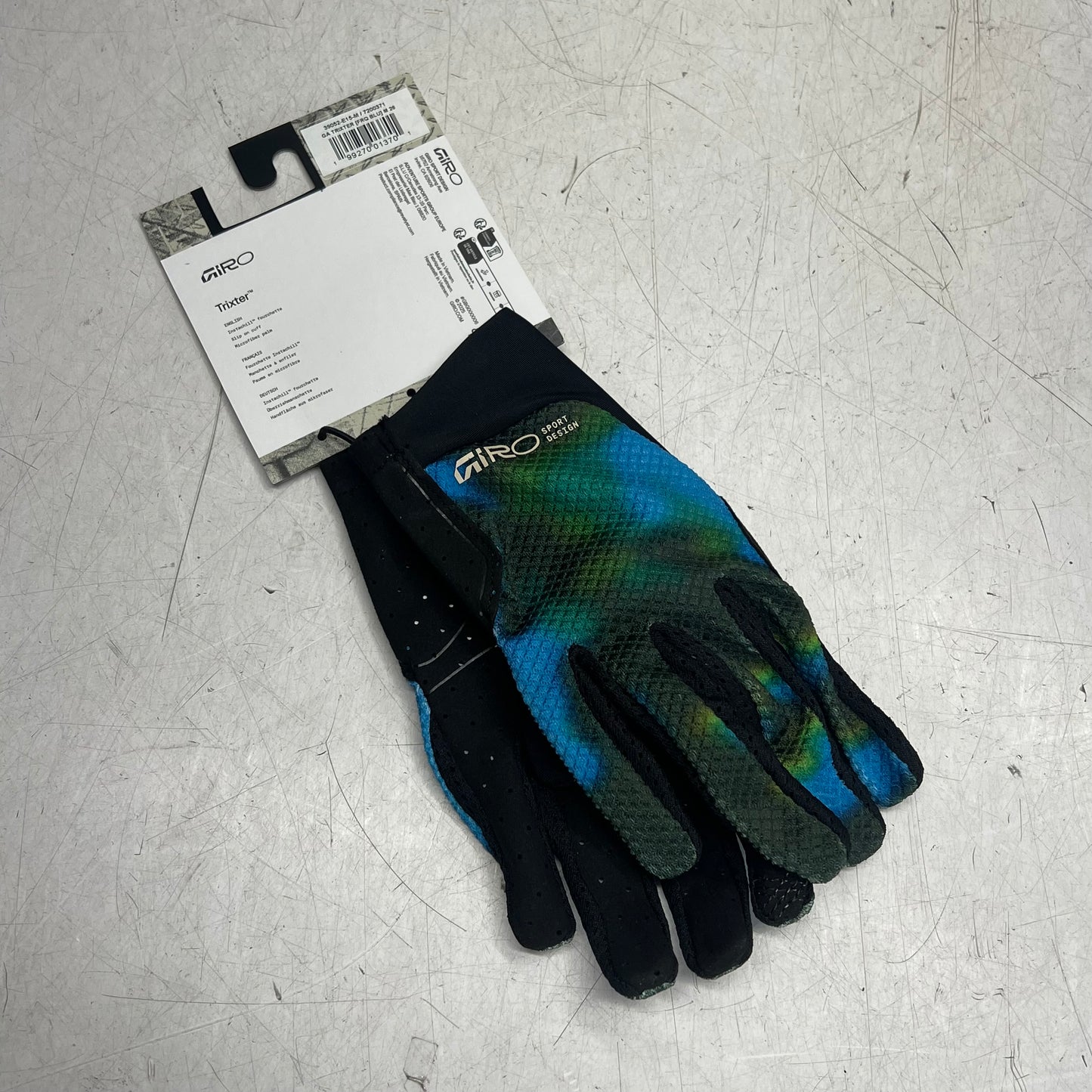 GIRO Trixter Glove Lightweight Instachill Fabric Unisex Sz M Frequency Blue 7200371