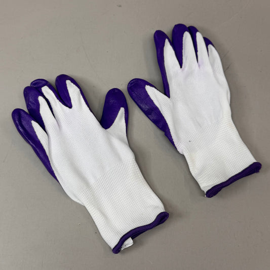RED STEER  (10 Pairs) Nitrile Palm Gardening Gloves Purple White Medium Women New Medium  Purple