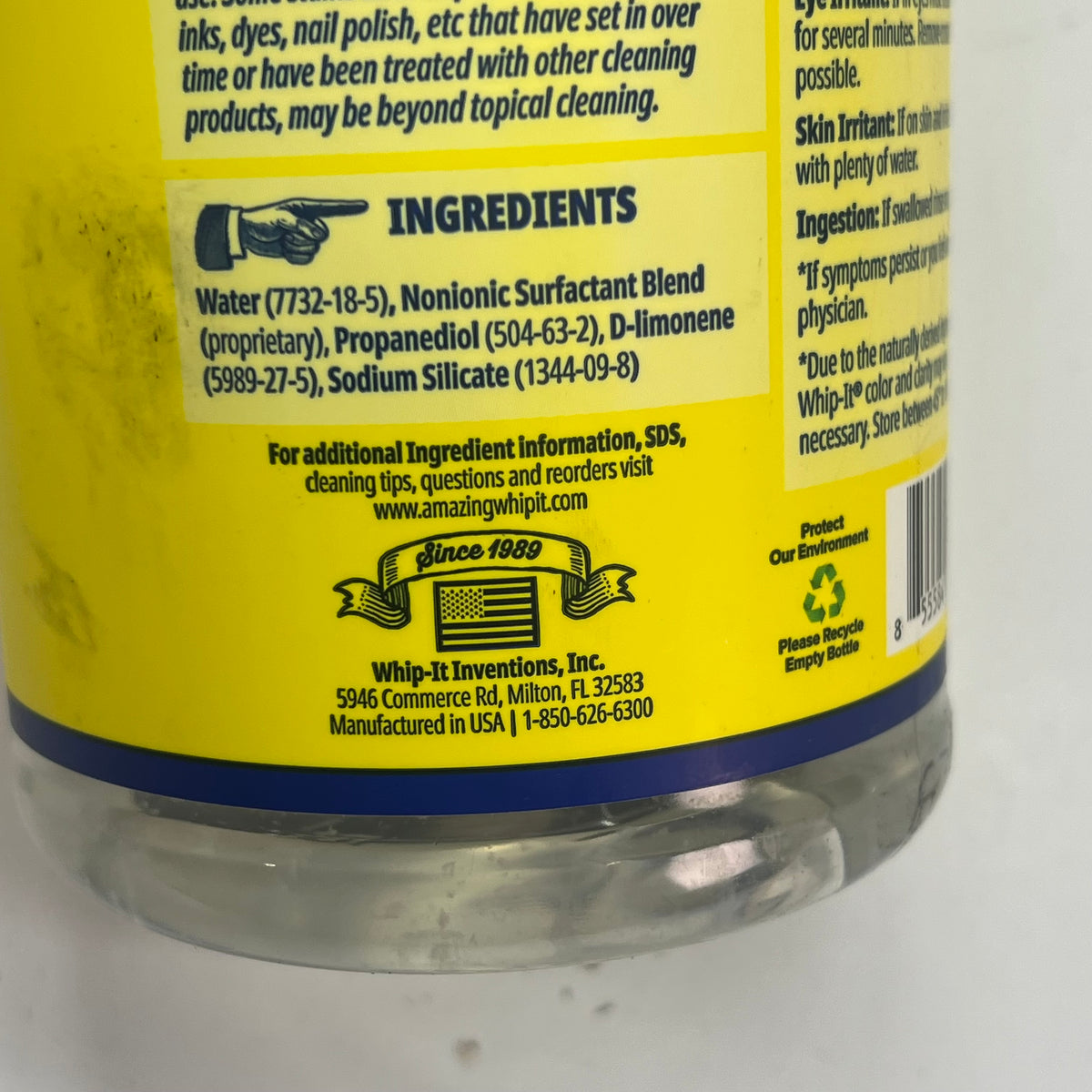 ZA@ WHIP-IT (3 PACK) Pro Strength Professional Plant Derived Stain Remover & Cleaner 32 fl oz (As-Is) Distressed Bottles