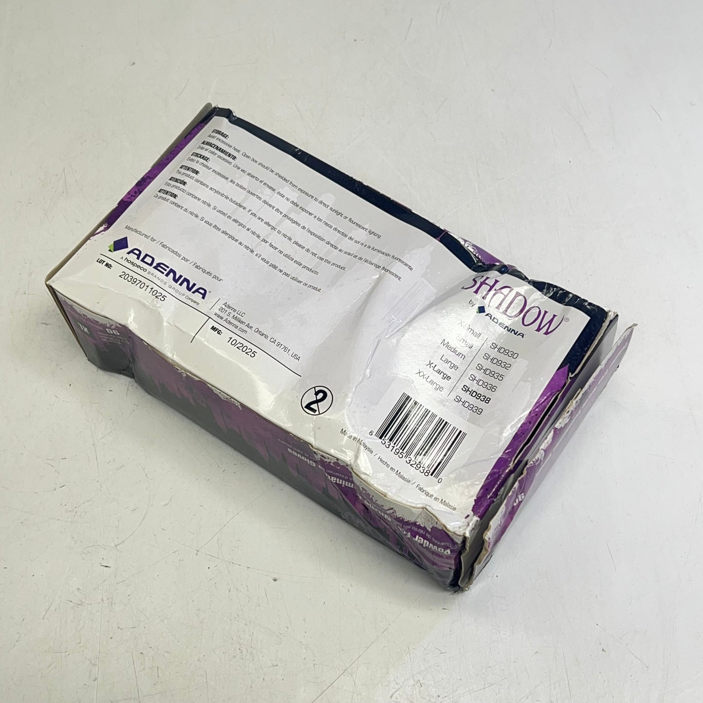 ZA@ ADENNA Shadow Powder Free Nitrile Examination Gloves  Unisex Sz XL  Black SHD3|98 (Damaged)