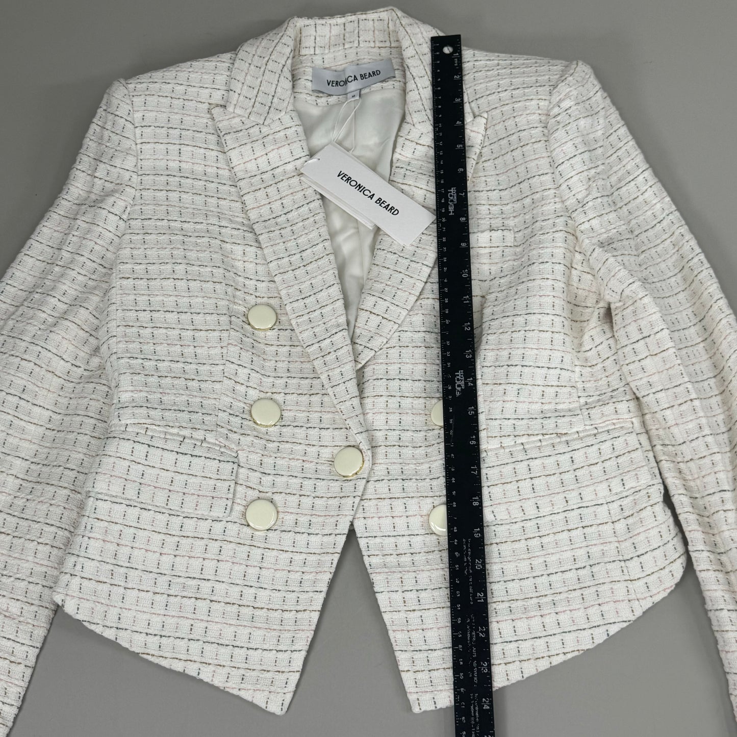 VERONICA BEARD Women's Diego Dickey Jacket Sz-10 Ivory/Multi 2406TW651509