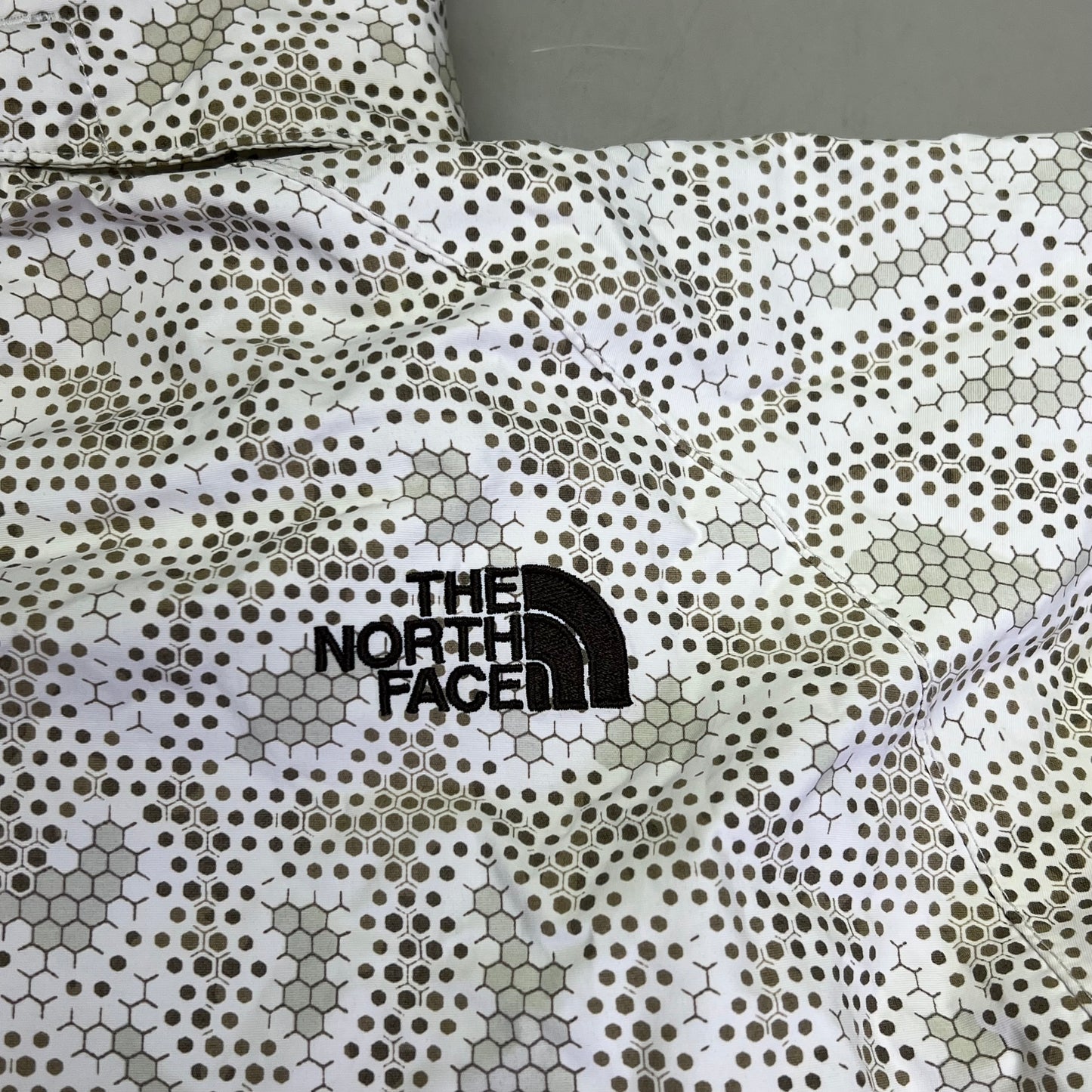 NORTH FACE Full Zip Elastic Waist Winter Coat Men's Sz L Honey Comb Pattern