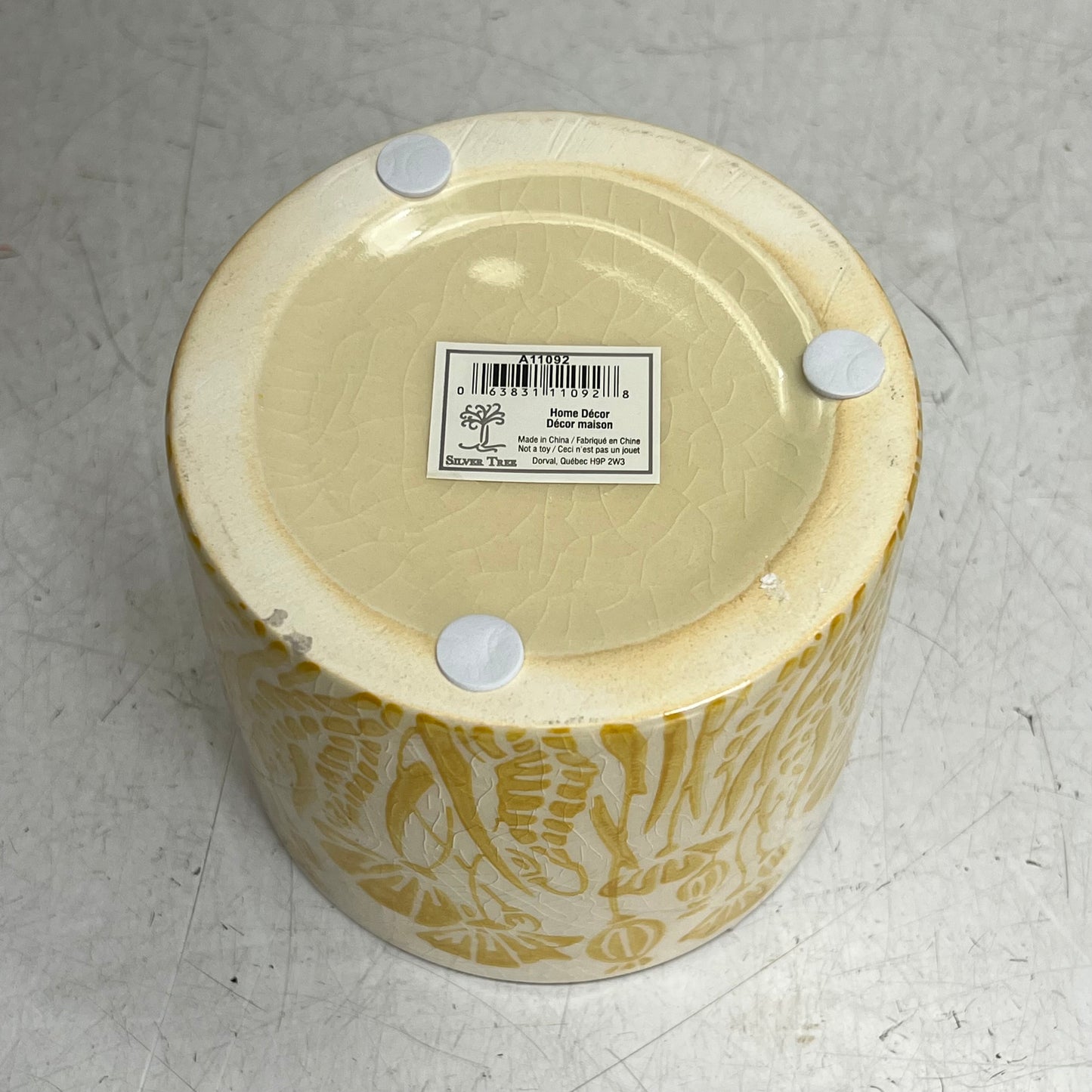 SILVER TREE (4 PACK) Ceramic Crackle Glaze Pots  4.5" x 4" Yellow Floral A11092