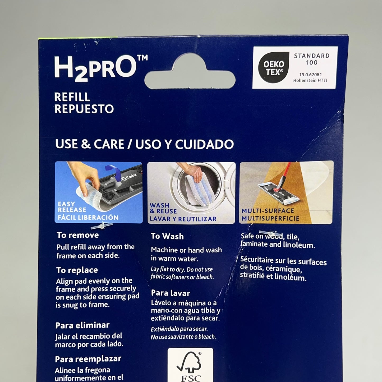 O-CEDAR (2 PACK, 2 HEADS EACH) H2prO Mop Heads 9.25" x 4.38" White 26-231
