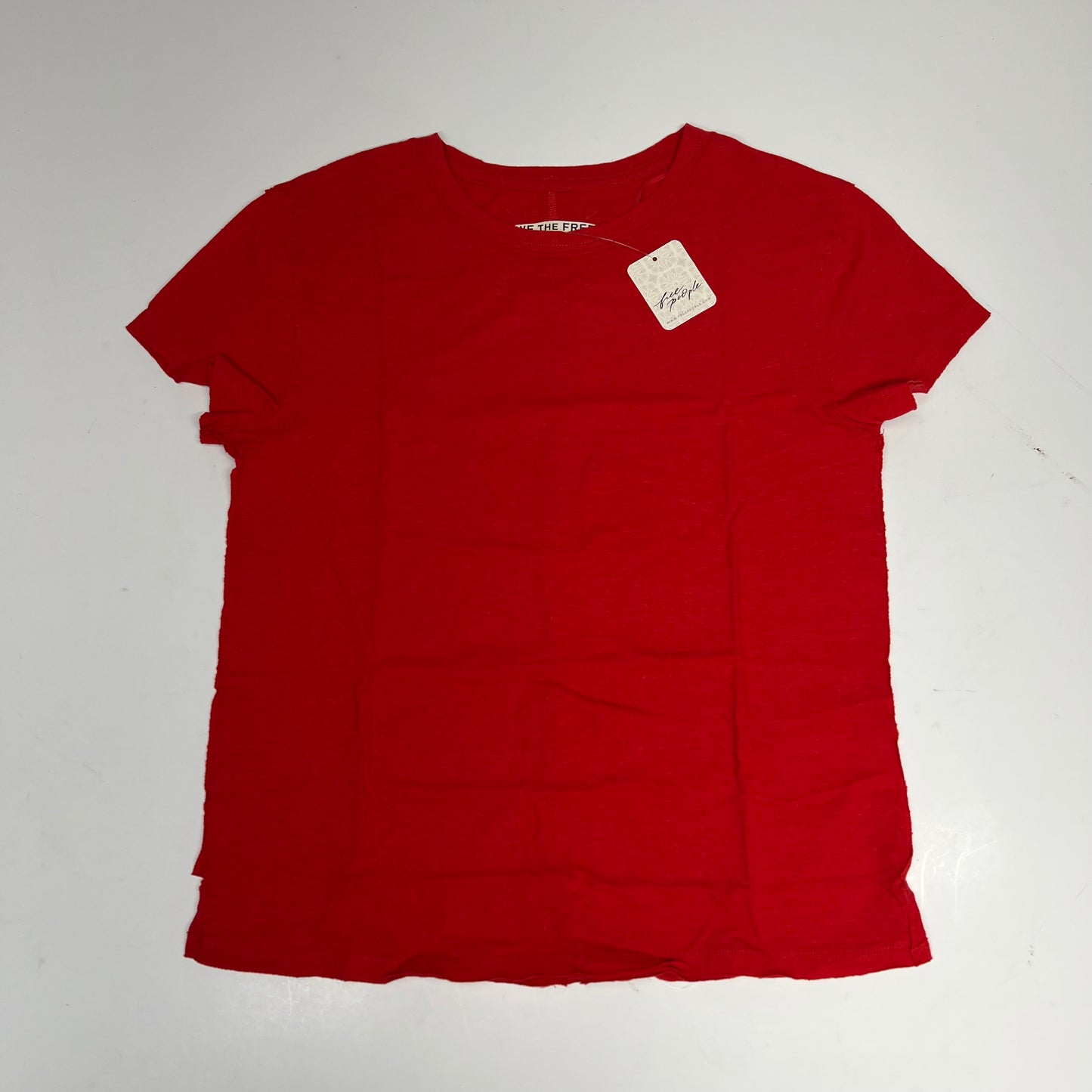WE THE FREE Nova Tee Shirt Raw Edge T-shirt  Women's Sz S High Risk Red