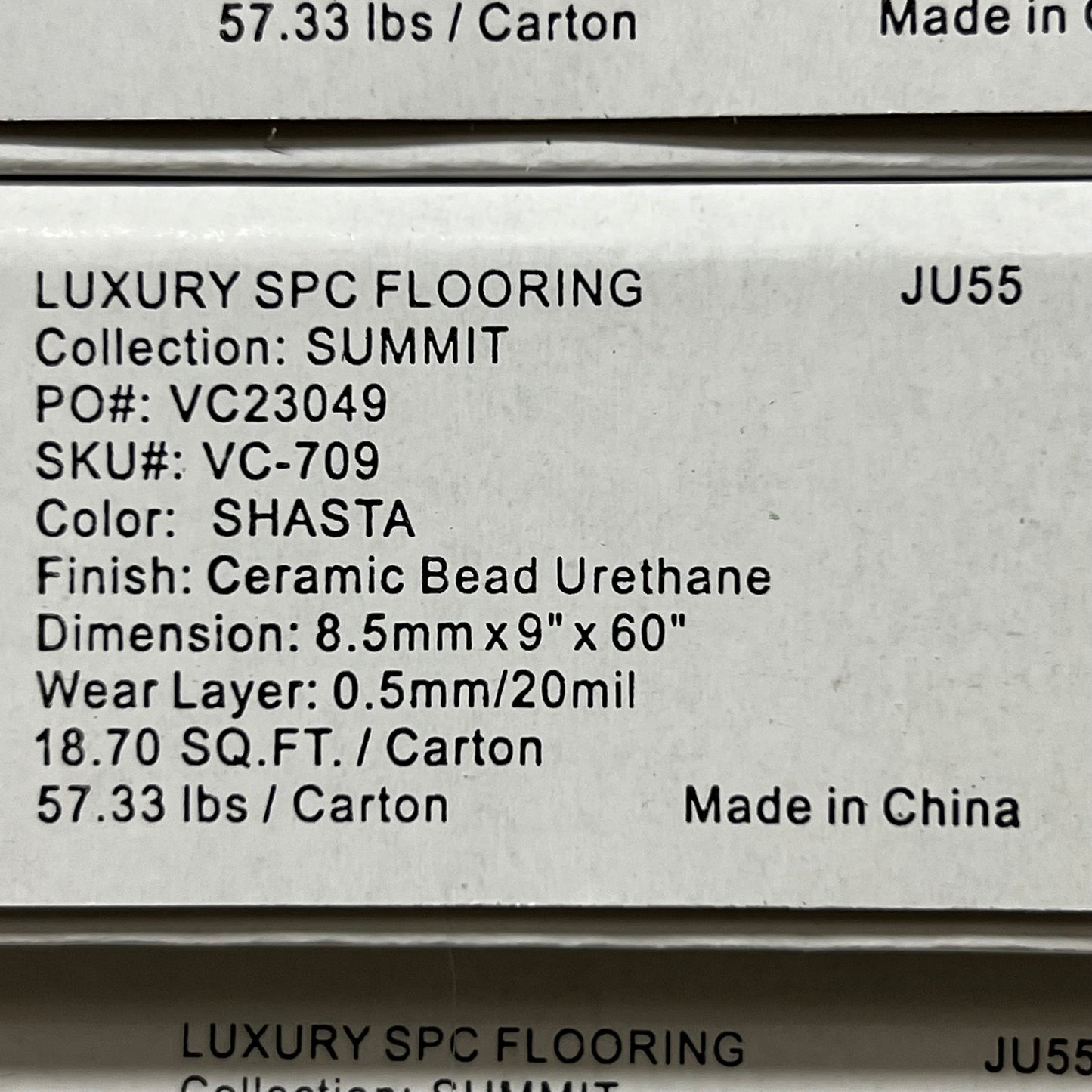 SPC LUXURY VINYL FLOORING (5 Pieces)Summit Collection 60" x 9" Shasta Beige VC-709