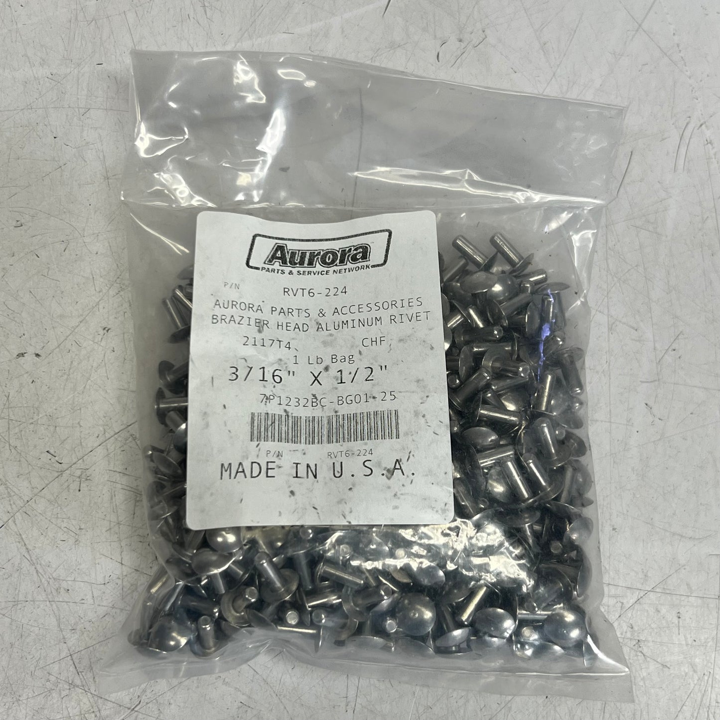 AURORA (224 Each) Brazier Head Aluminum Rivet Sz 3/16" x 1/2", Grey RVT6-224