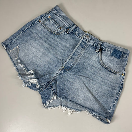 LEVIS 501 Original Fit High Rise Shorts Medium Wash Women's Sz 33 Mega Vibe Blue