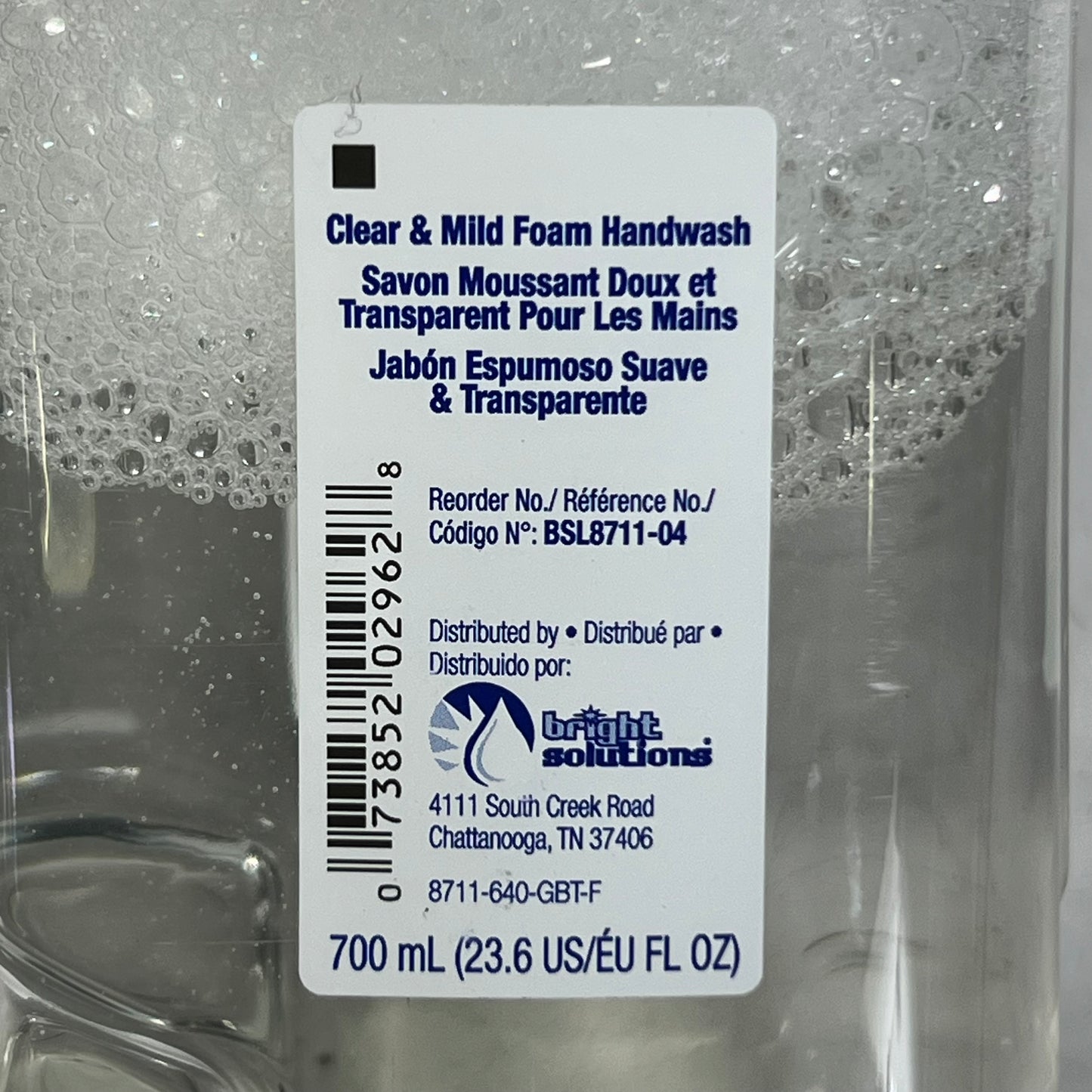 ZA@ BRIGHT SOLUTIONS (4 PACK) Clear & Mild Foam Handwash 23.6 fl. oz. Clear BB 10/28 BSL8711-04 (New Other, Distressed Box)