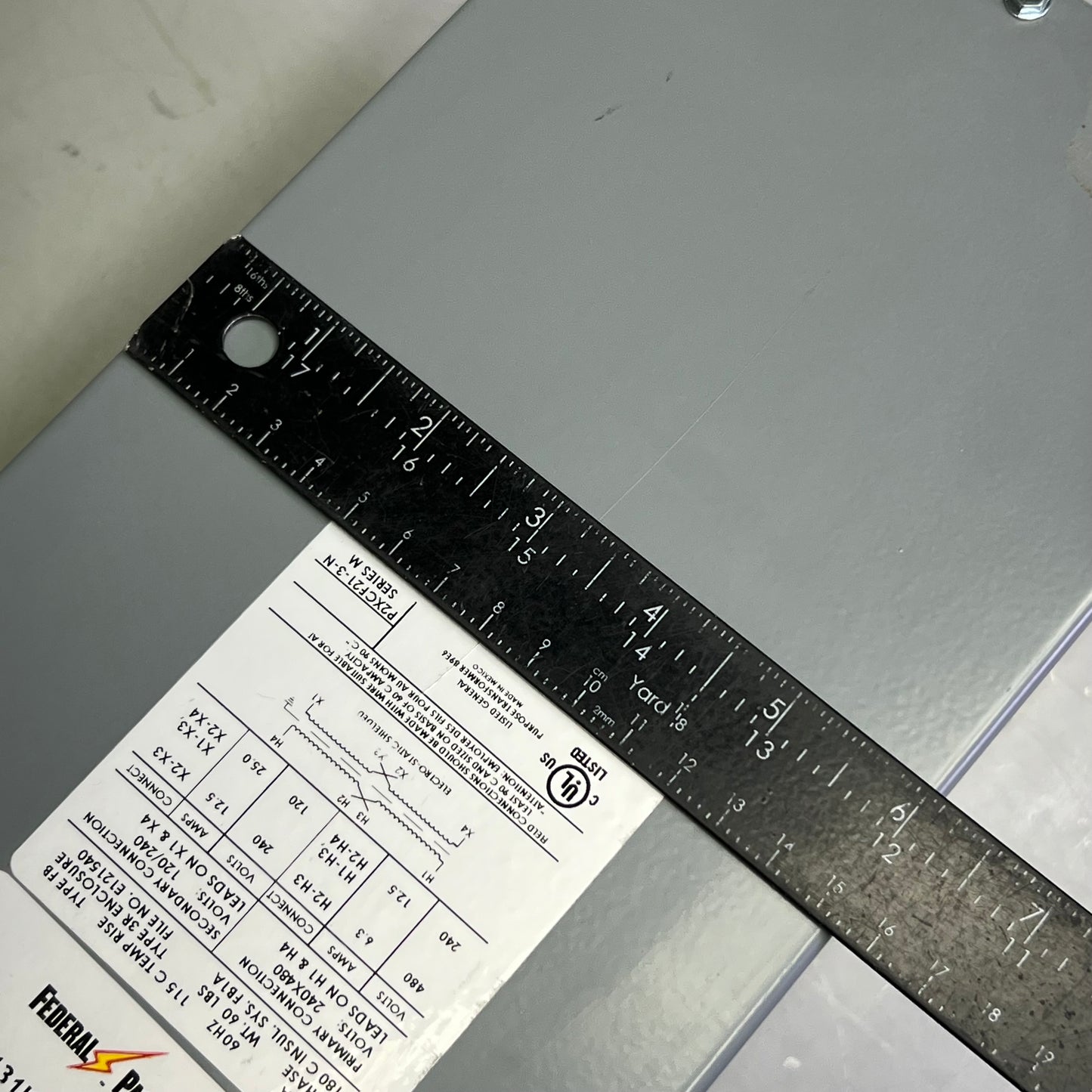 FEDERAL PACIFIC Transformer Non Ventilated 240/480V Input, 120/240 Output 3000VA/3 Kva Load Rating P2XCF21-3-N