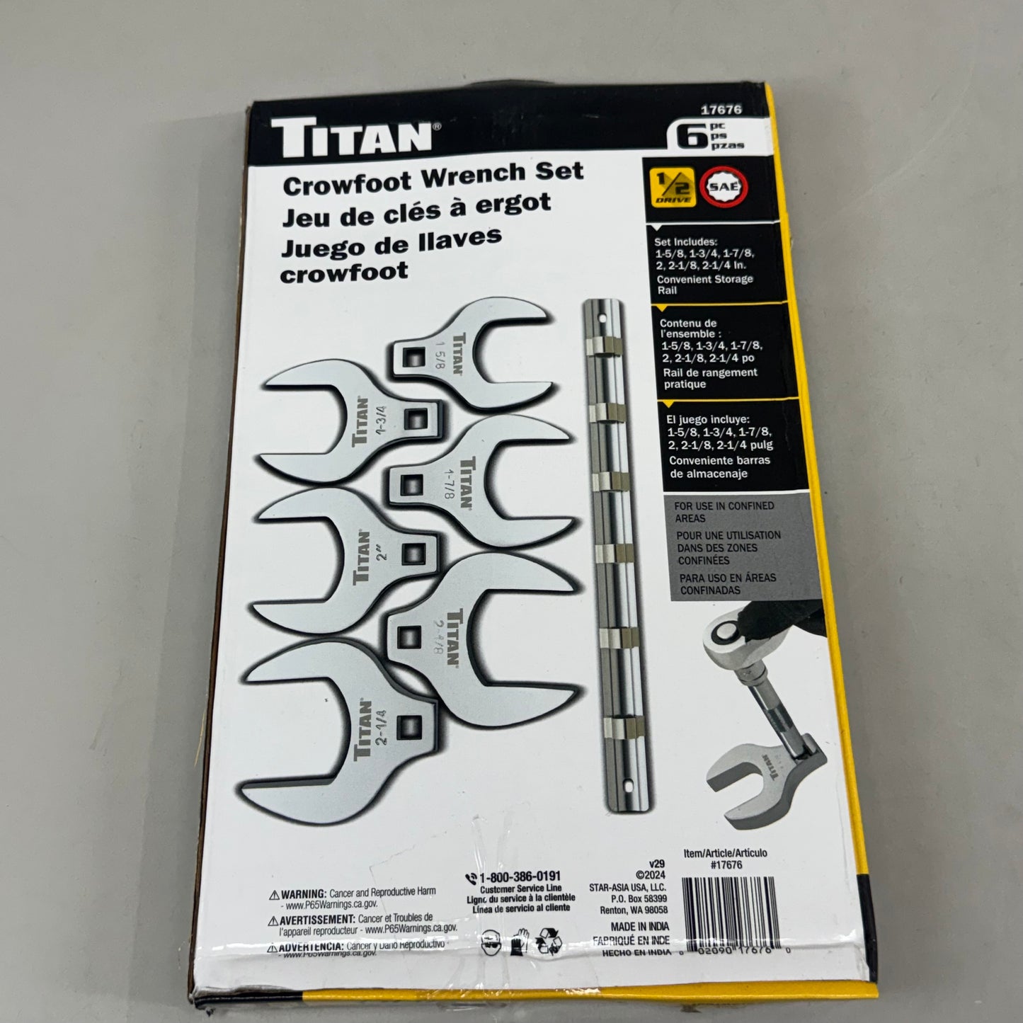 TITAN (6 Piece) Professional Tools Crowfoot Wrench Set 1-5/8 to 2-1/4" 17676