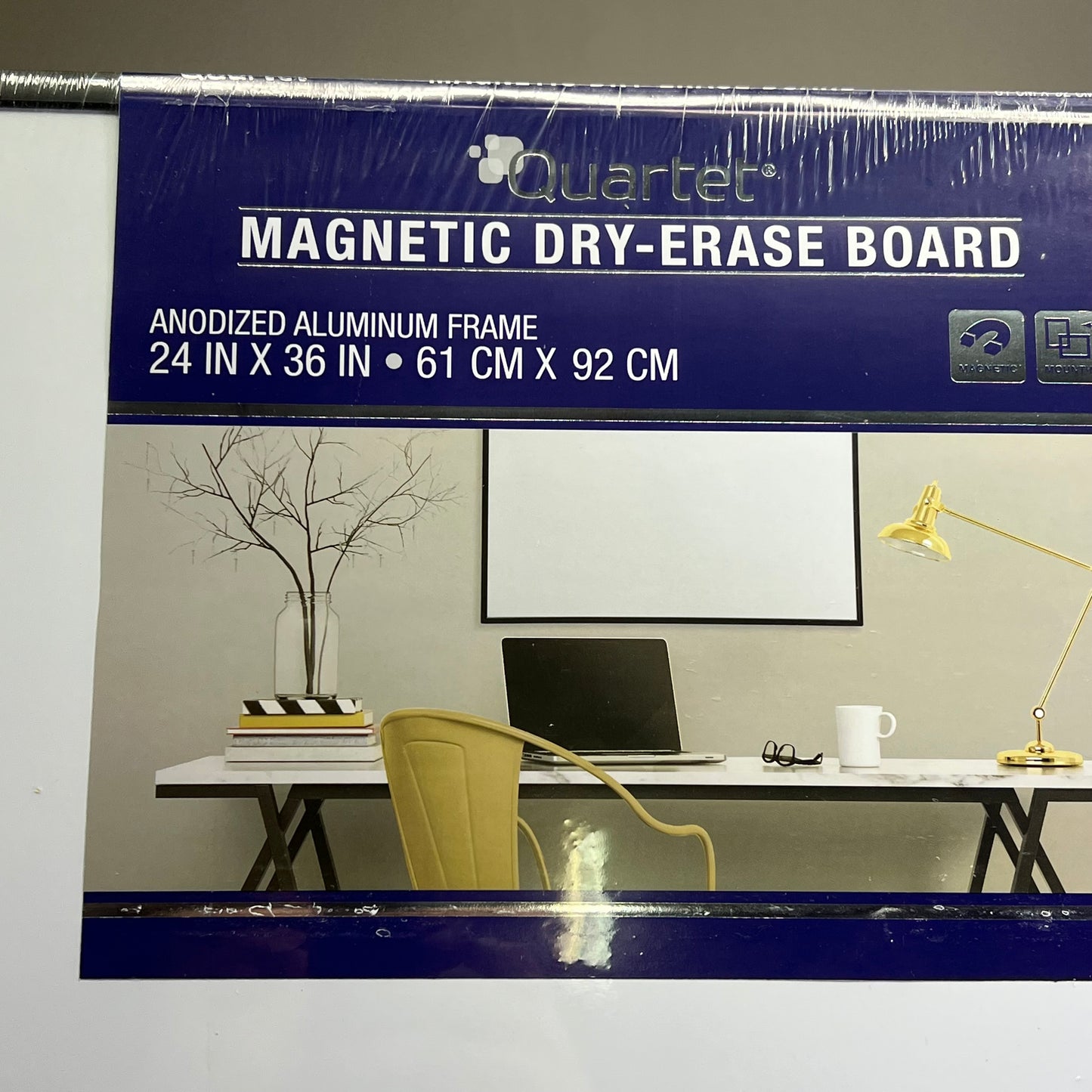 QUARTET Magnetic Dry-Erased Board Anodized Aluminum 36"x24" Black 21502-9
