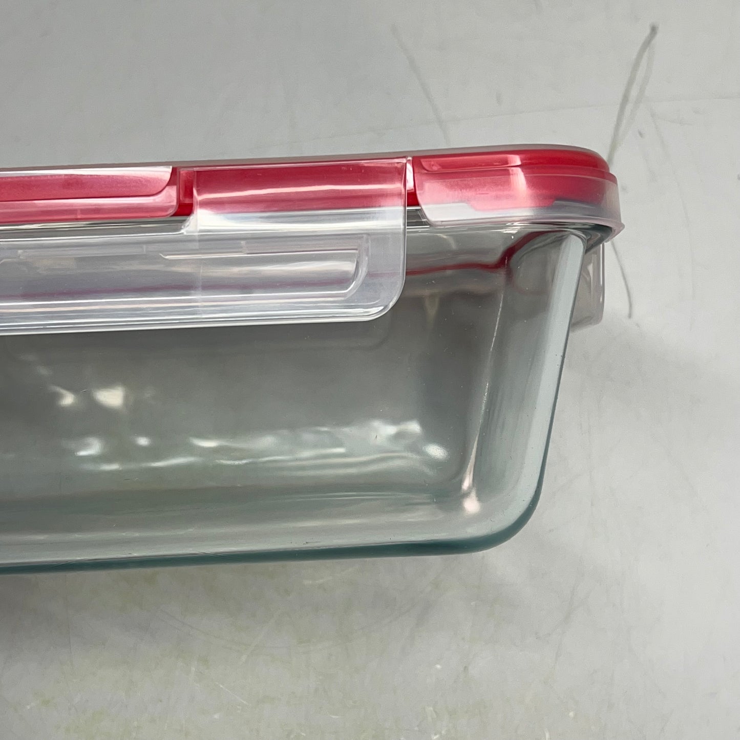 ZA@ PYREX (8 PIECE SET) FreshLock Rectangular Glass Storage Set 2, 6, & 8 Cups Containers  Clear/Red 1149251 A