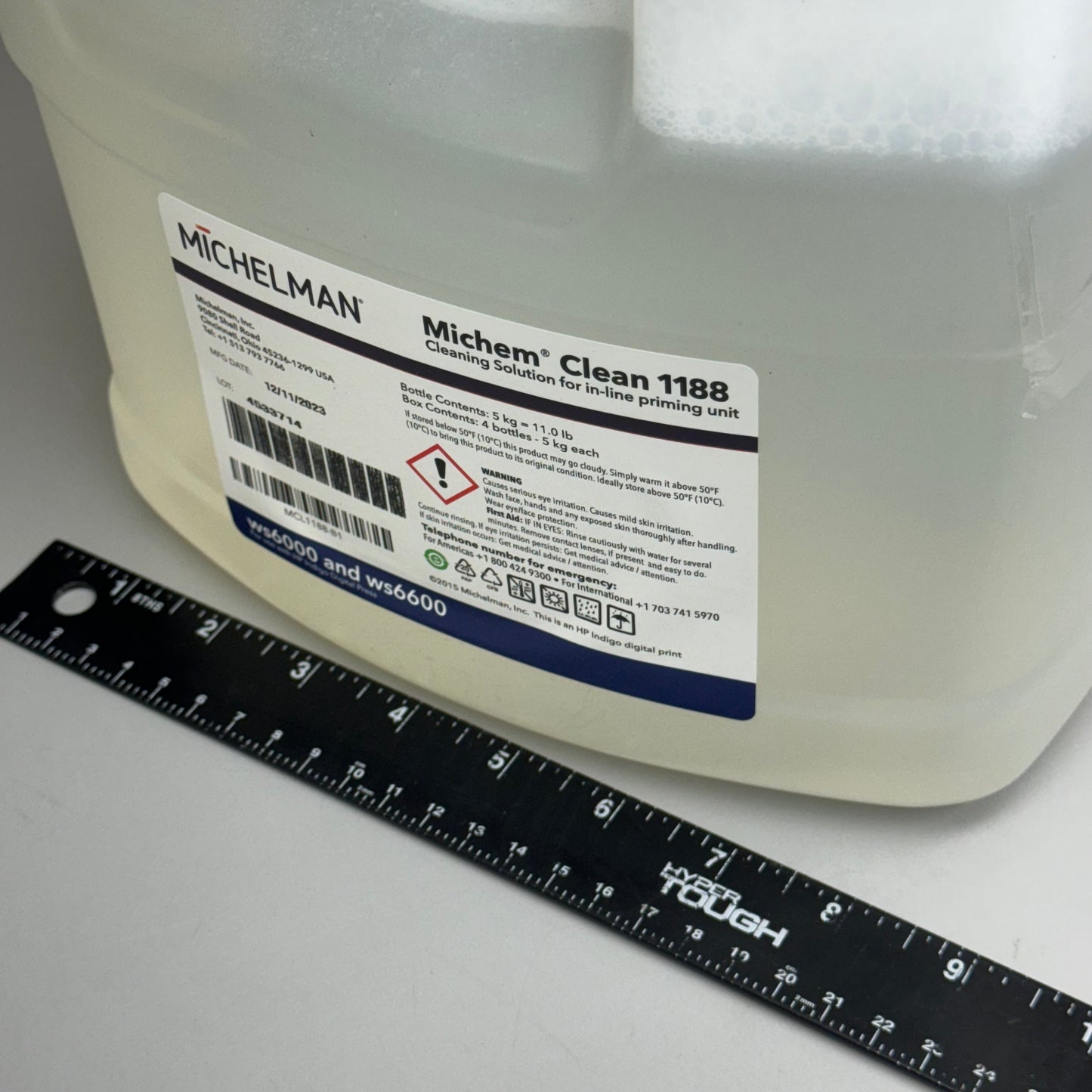 MICHELMAN Michem Clean 1188 WS6000 and WS6600 9 1/2”Hx8”Lx5”W White Bottle