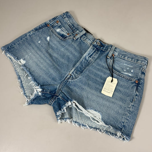LEVIS 501 Original Fit High Rise Shorts Women's Sz 33 Vague Finish Medium Wash