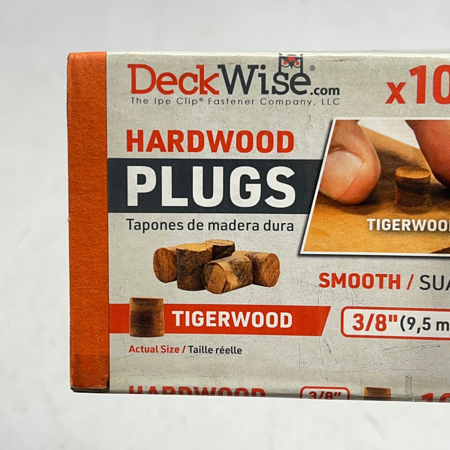 DECK WISE (2 PACK, 100 EACH) Hardwood Deck Plugs Tigerwood Smooth 3/8" Tan