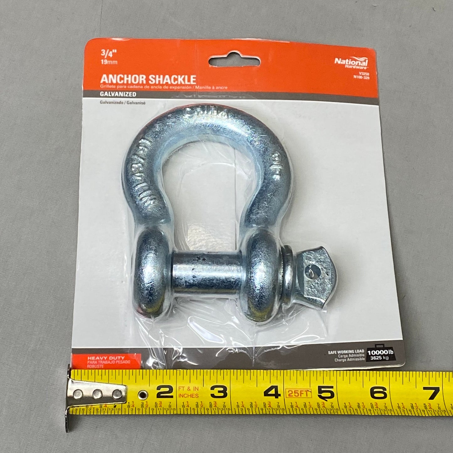 NATIONAL HARDWARE Steel Anchor Shackle 10000 Lbs 3/4" Galvanized N100-329 V3250