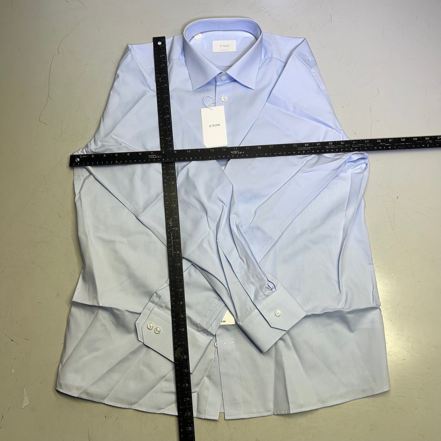 ETON Textured Twill Shirt Men's Contemporary Sz 46 Light Blue 1000136432243