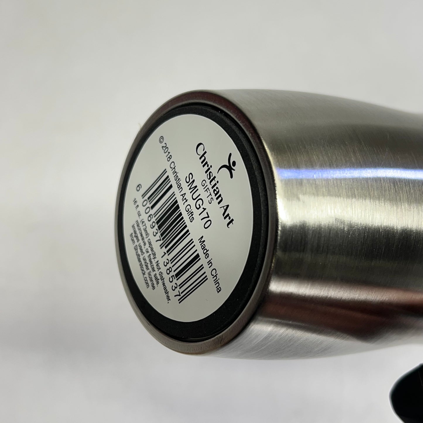 CHRISTIAN ART GIFTS Stainless Steel Travel Mug W/ Handle 16 Fl Oz Silver SMUG170