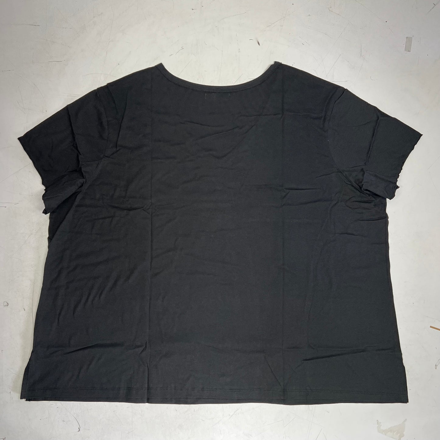 HANES Originals V Neck Tee Shirt W/ Chest Pocket Women's Sz 2X Black 0G159P