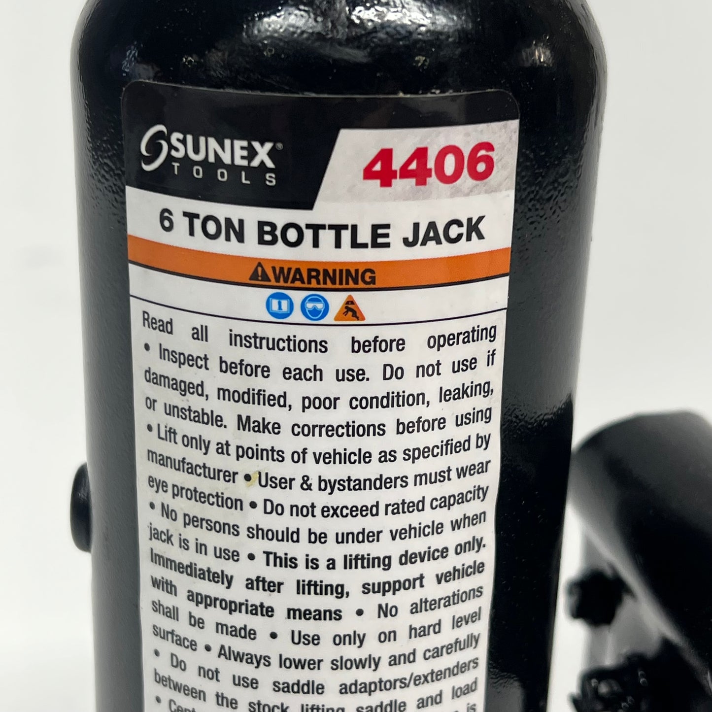 SUNEX TOOLS Bottle Jack Fully Welded Base Built-in Safety Valve 6 Ton 4406