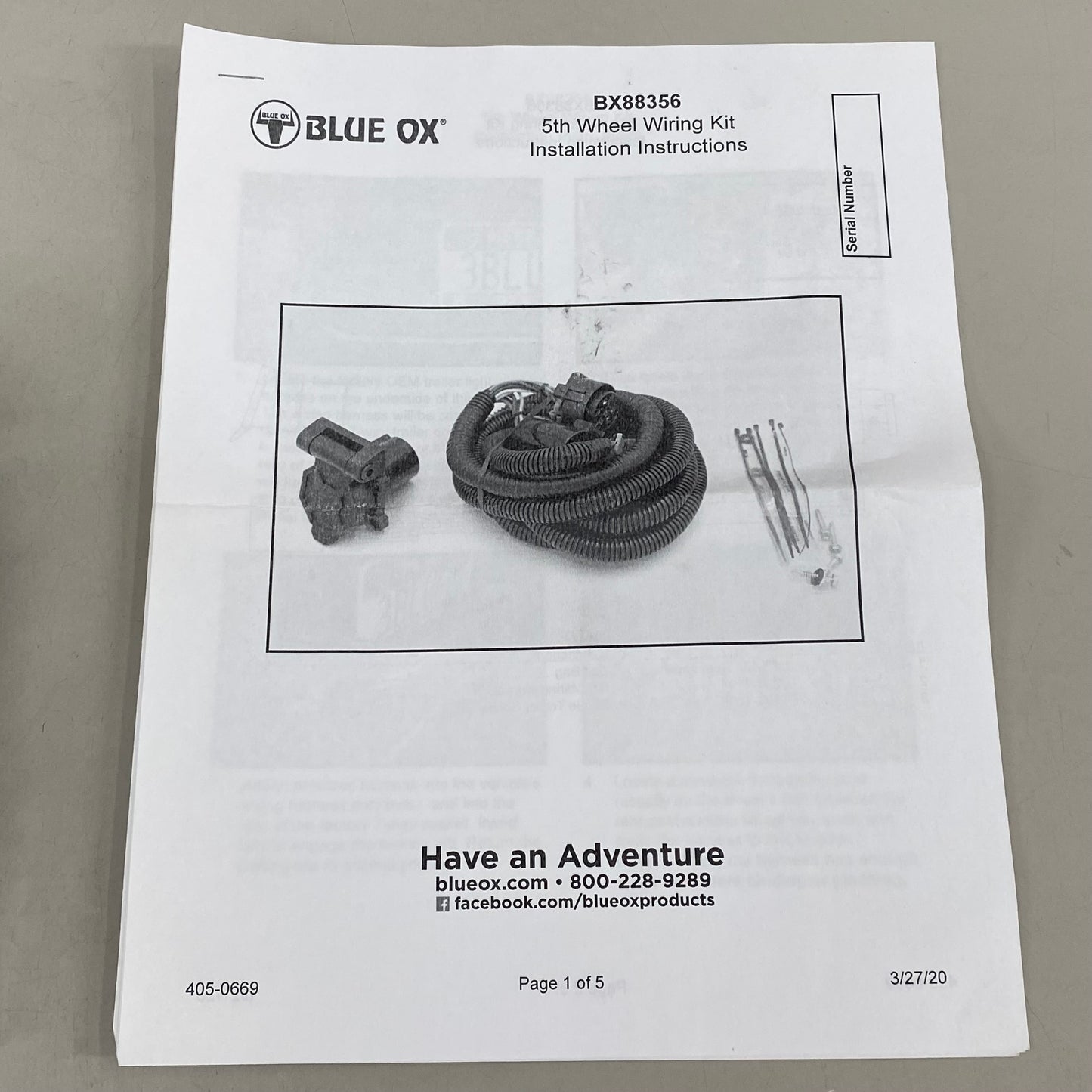 BLUE OX 5th Wheel & Gooseneck Trailer Wiring Kit  Black  BX88356 (New Other- Distressed Packaging)