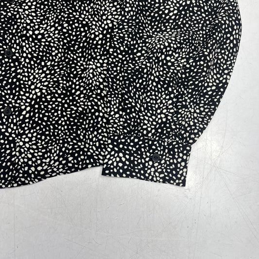 RW & CO Silky Long Sleeve Buttoned Down Blouse  Women's Sz XL Black/White 495720