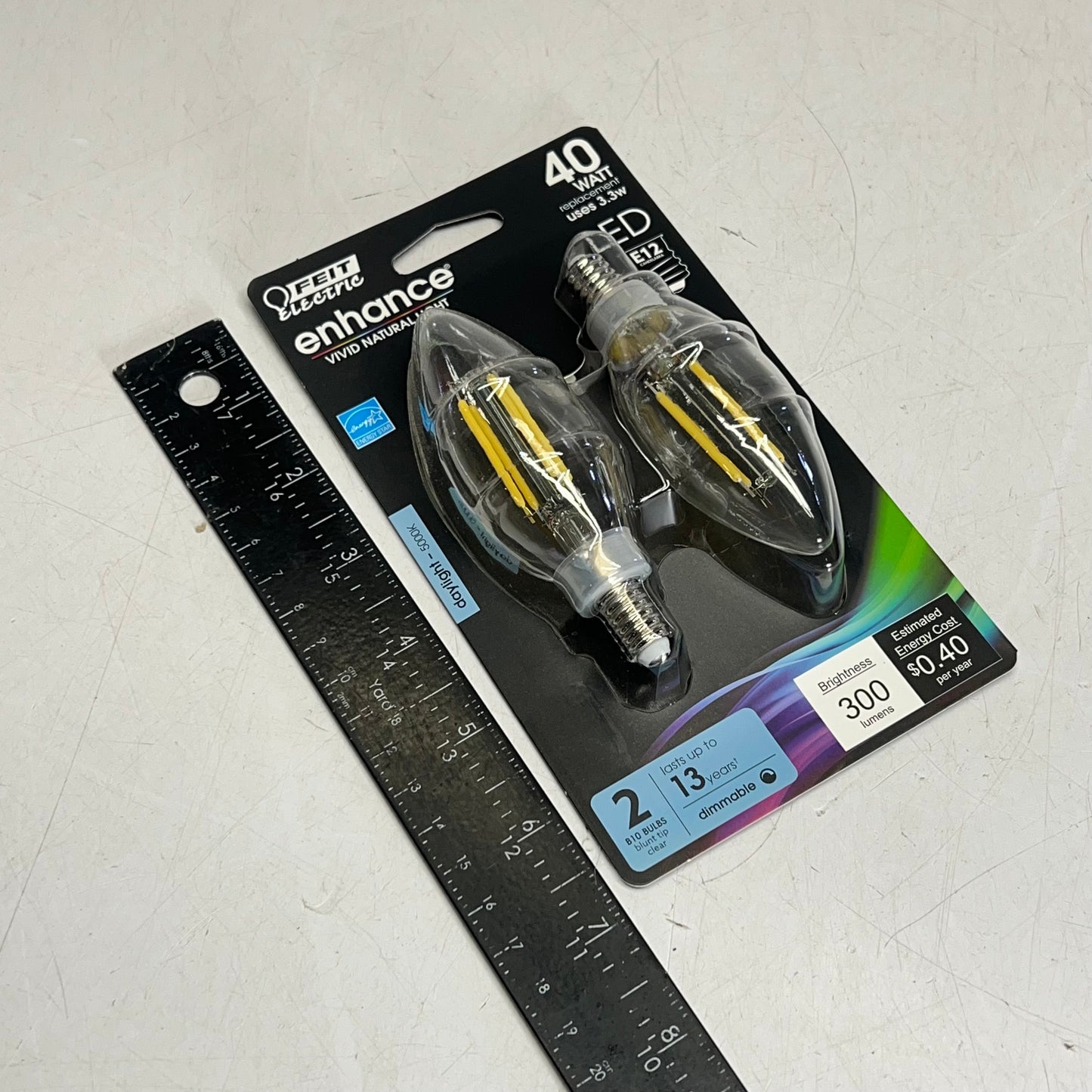 FEIT ELECTRIC (2 PACK) Filament Led Bulb E12 Daylight 5000K BPCTC40/950CA/FIL/2