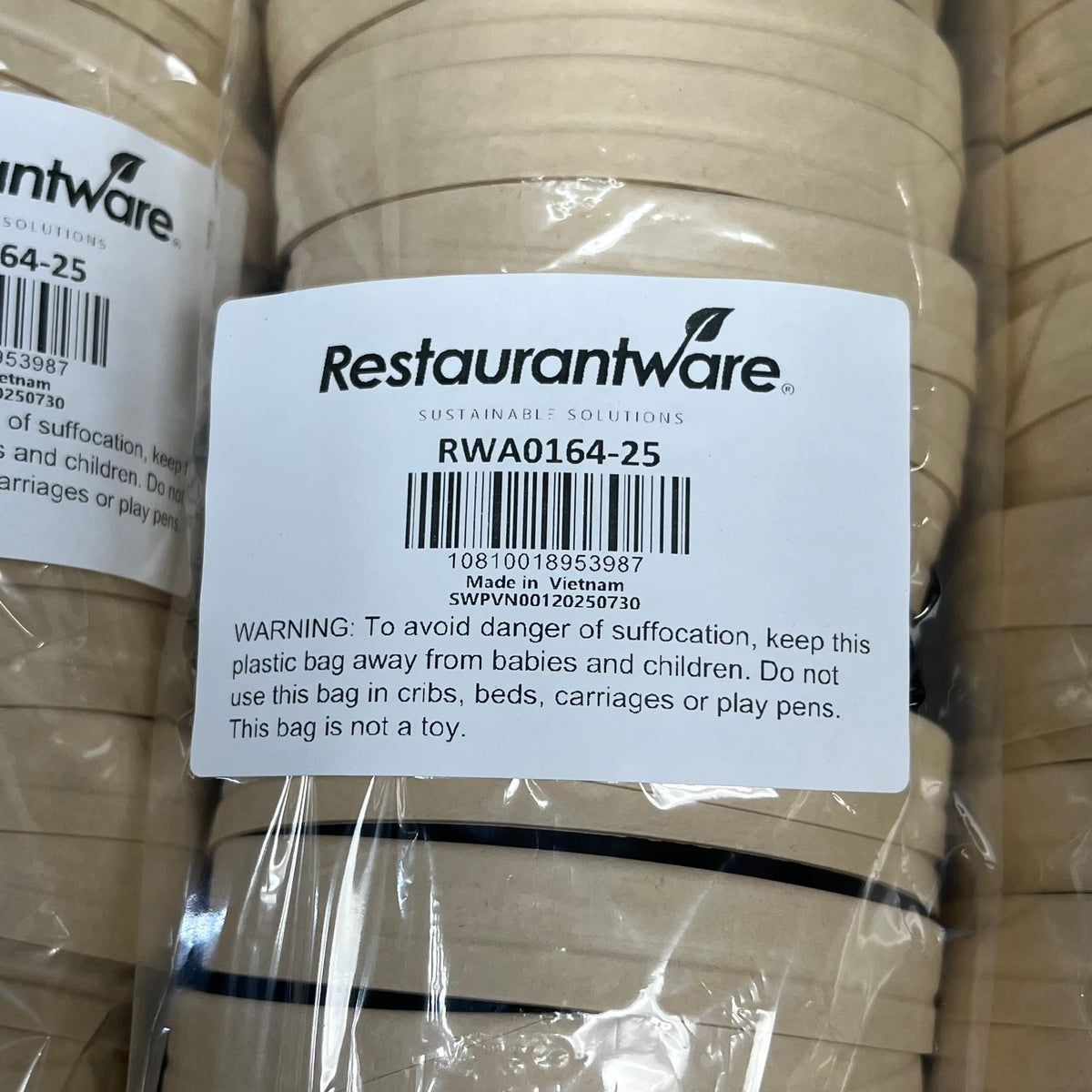 RESTAURANTWARE (200 PACK) Bio Tek Round Bamboo Paper Soup Container Fits 16oz Tan RWA0164