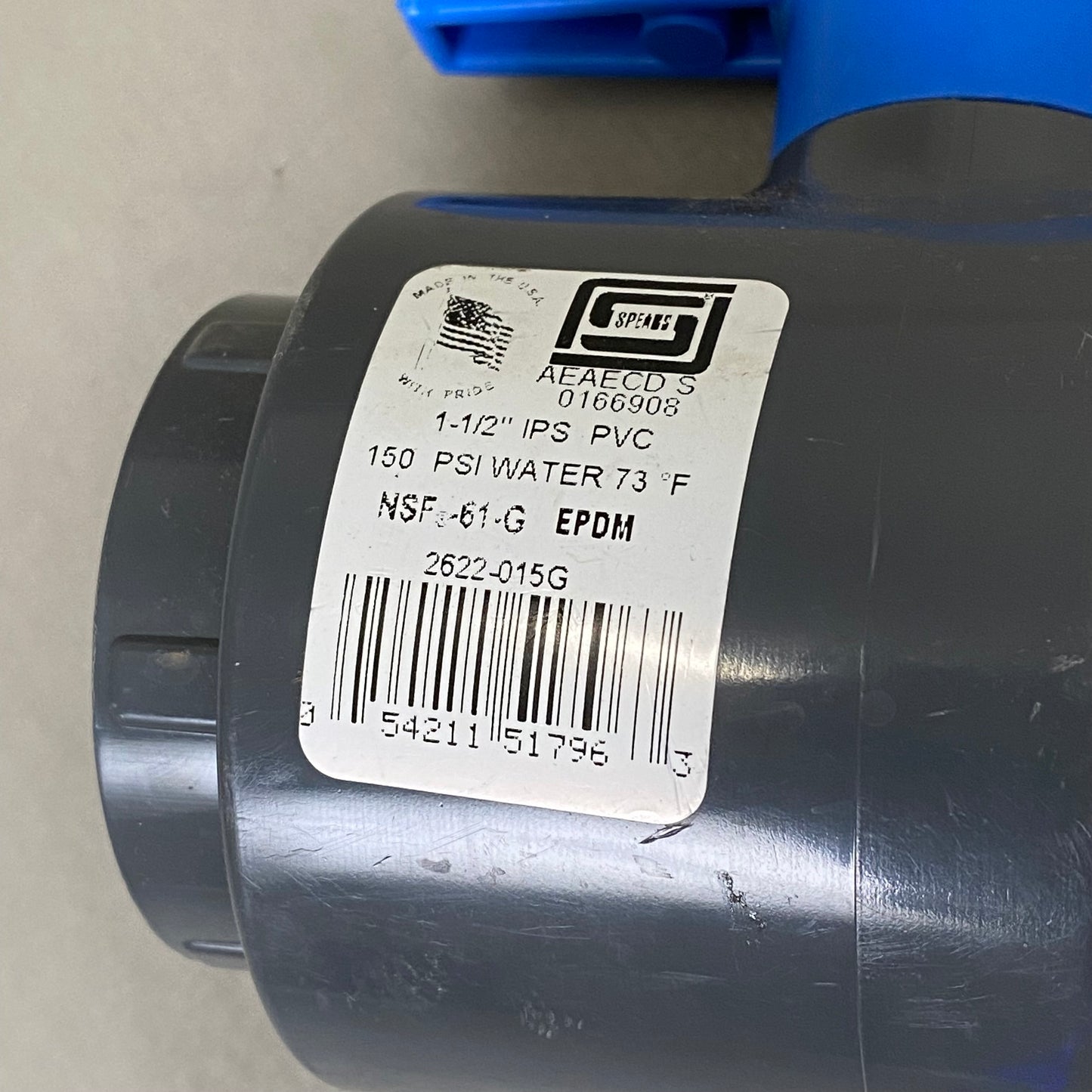 DRAINAGE SOLUTIONS Utility Socket Ball Valve 1-1/2" Grey/Blue 2622-015G