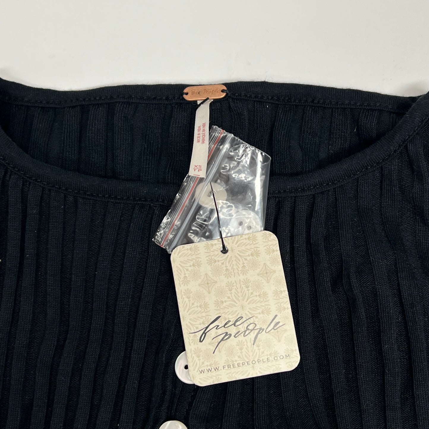 ZA@ FREE PEOPLE Tilly Ribbed Button Up Vest Women's Sz XS Black OB2078588