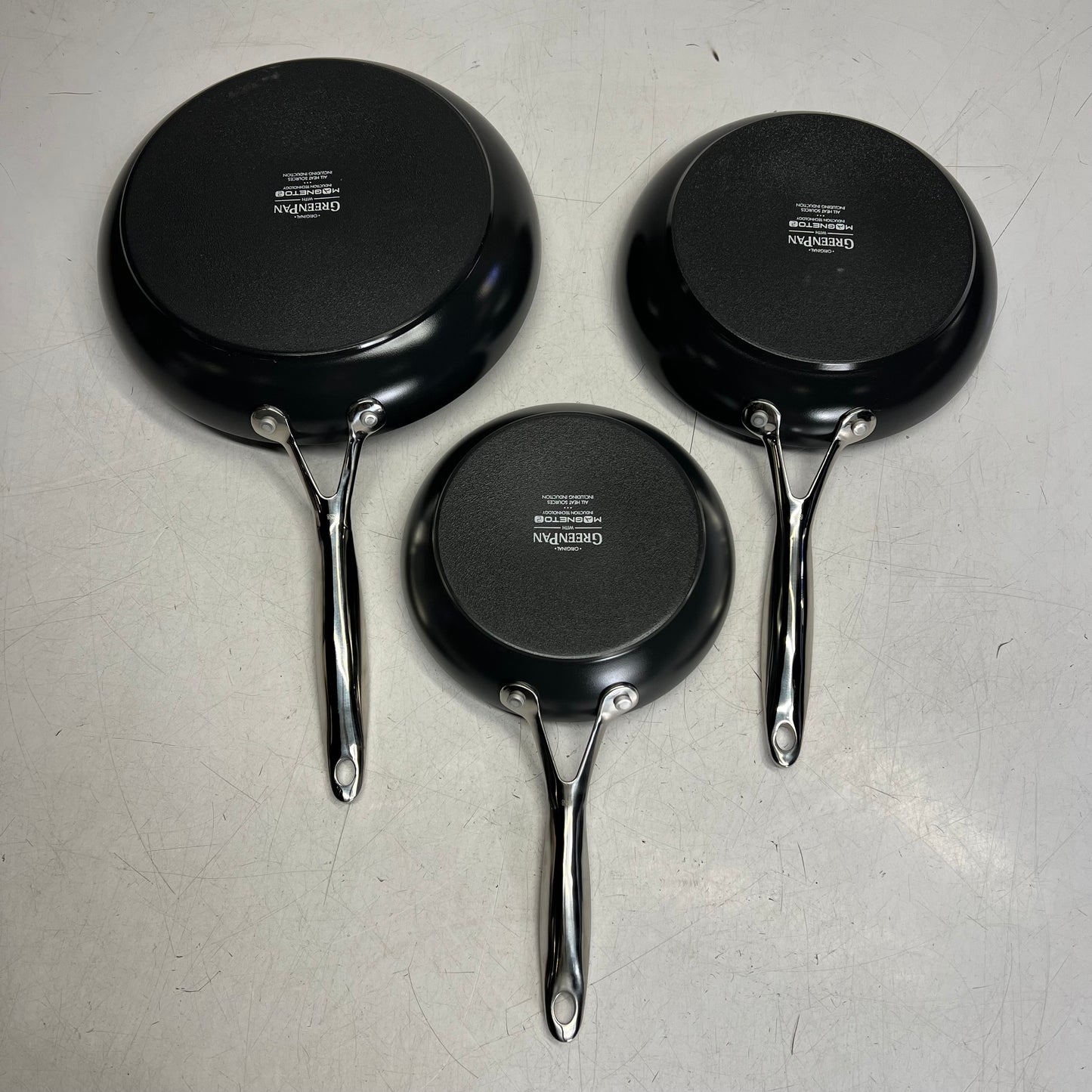 GREEN LIFE Valencia Pro Ceramic Nonstick Frypan Set  8" 9.5" & 11" Charcoal Grey