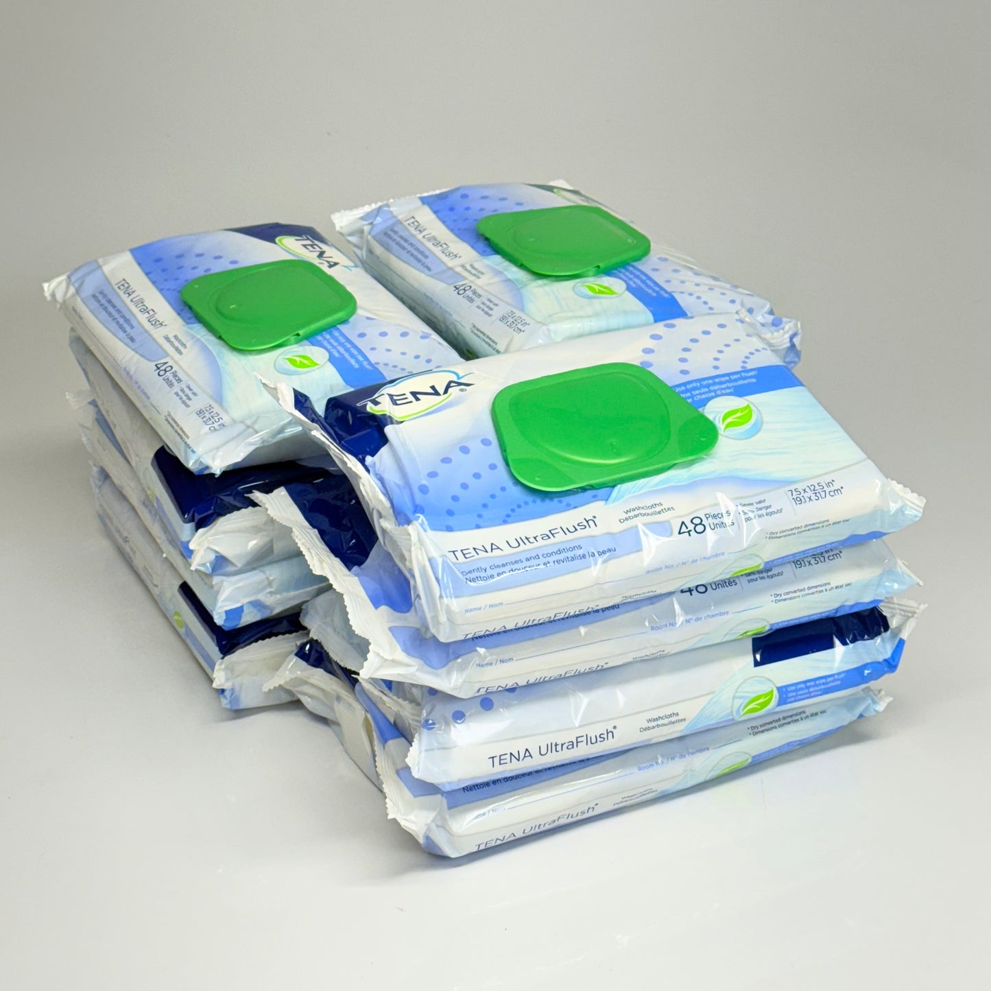 TENA (12 PACK) Ultra Flush Washcloths Gently Cleanses Pack 48ct (7.5 X12.5 in) BB 09/26